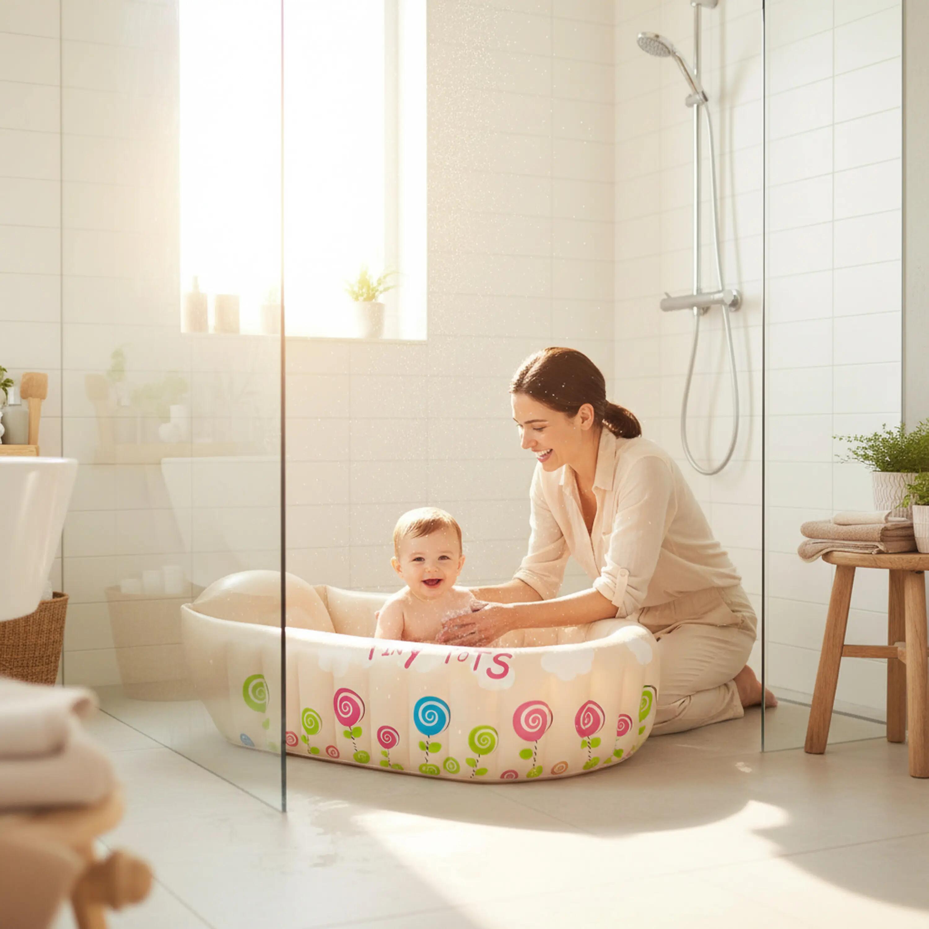 Piscina hinchable para bebés 91 cm, PVC resistente para diversión refrescante. 4/9