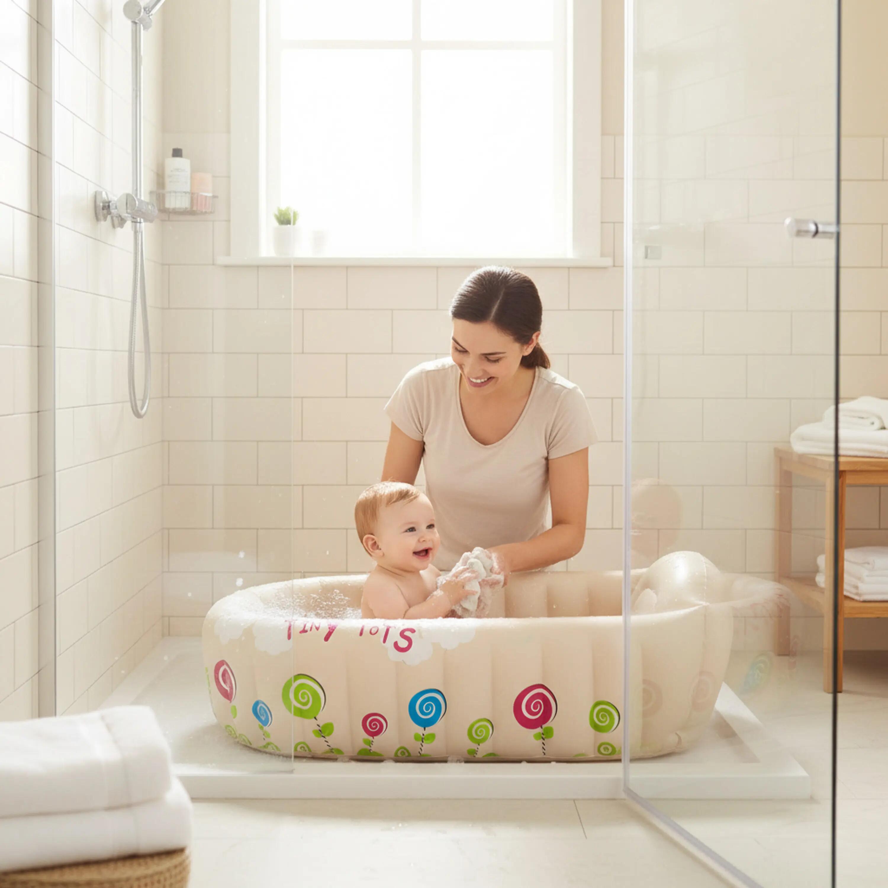 Piscina hinchable para bebés 91 cm, PVC resistente para diversión refrescante. 3/9