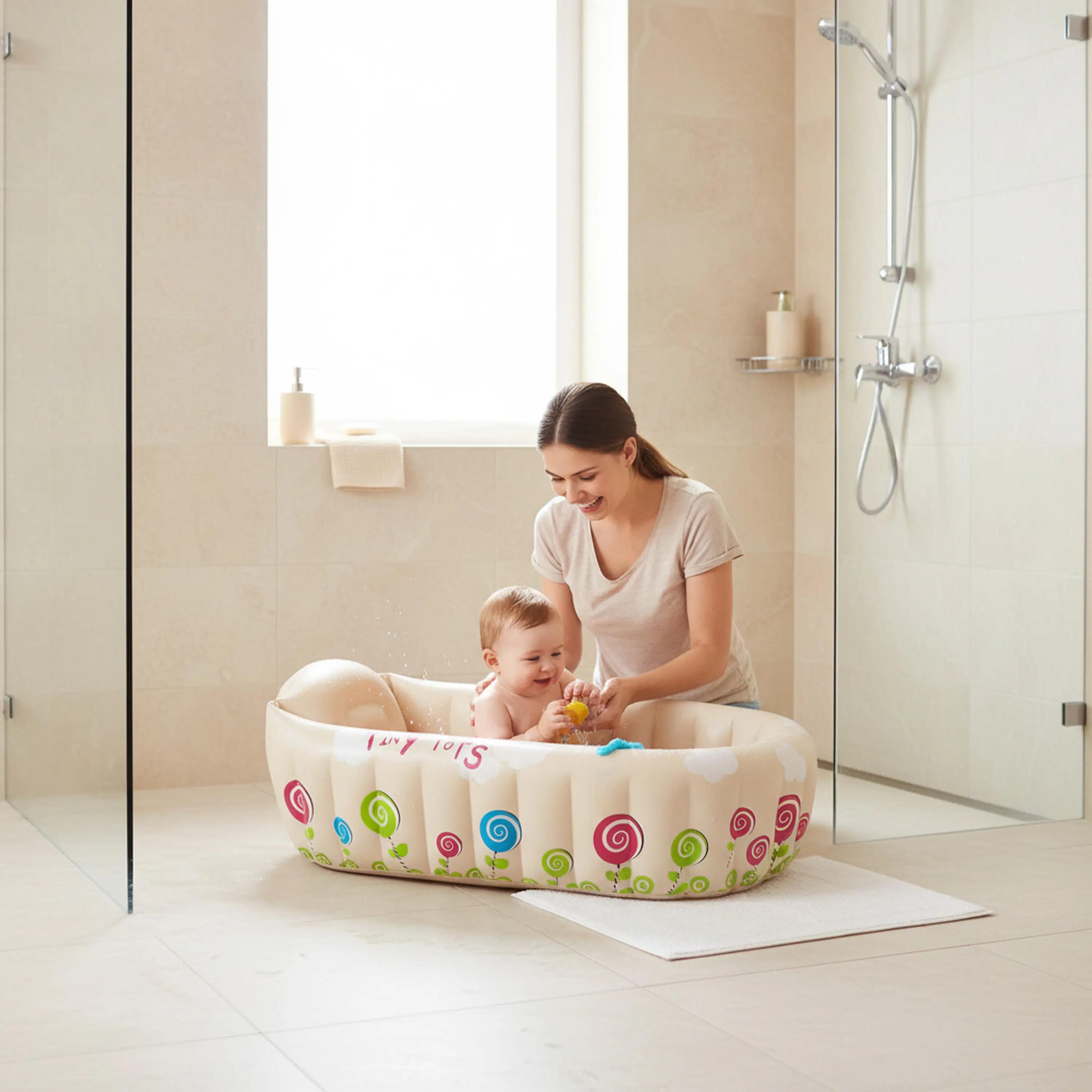 Piscina hinchable para bebés 91 cm, PVC resistente para diversión refrescante. 2/9