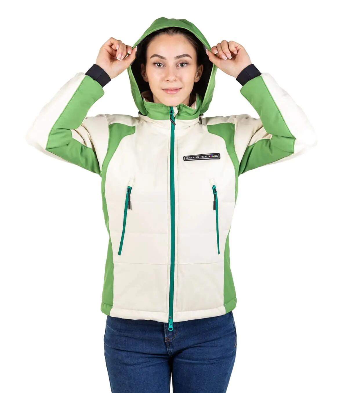 Chaqueta Montaña Térmica, Impermeable, Cortaviento Aspen Mujer Beige-Verde Claro 4/5