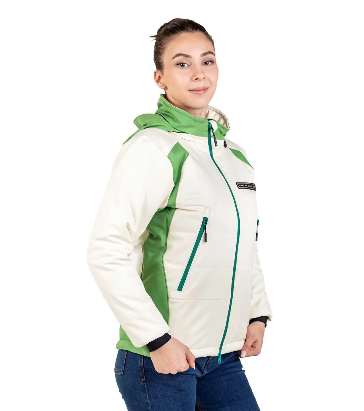 Chaqueta Montaña Térmica, Impermeable, Cortaviento Aspen Mujer Beige-Verde Claro 2/5