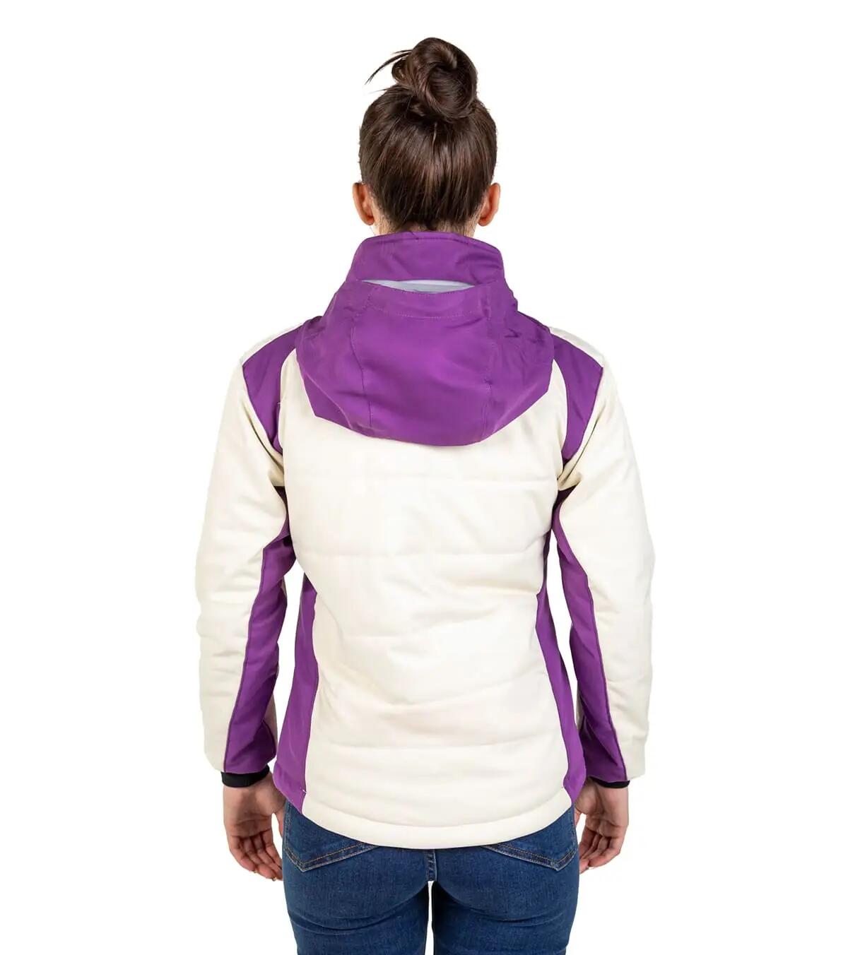 Chaqueta de Montaña Térmica, Impermeable y Cortaviento Aspen Mujer Beige-Morado 3/5