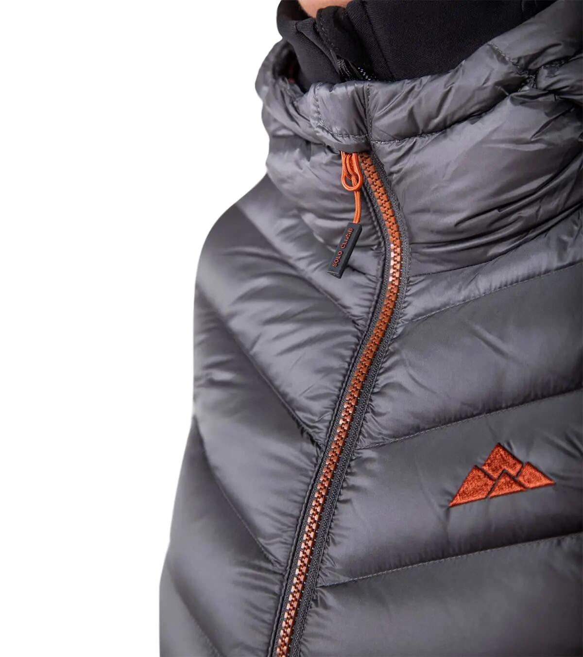 Chaqueta Térmica de Plumas para Montaña y Escalada Valhalla Mujer Gris-Naranja 4/5