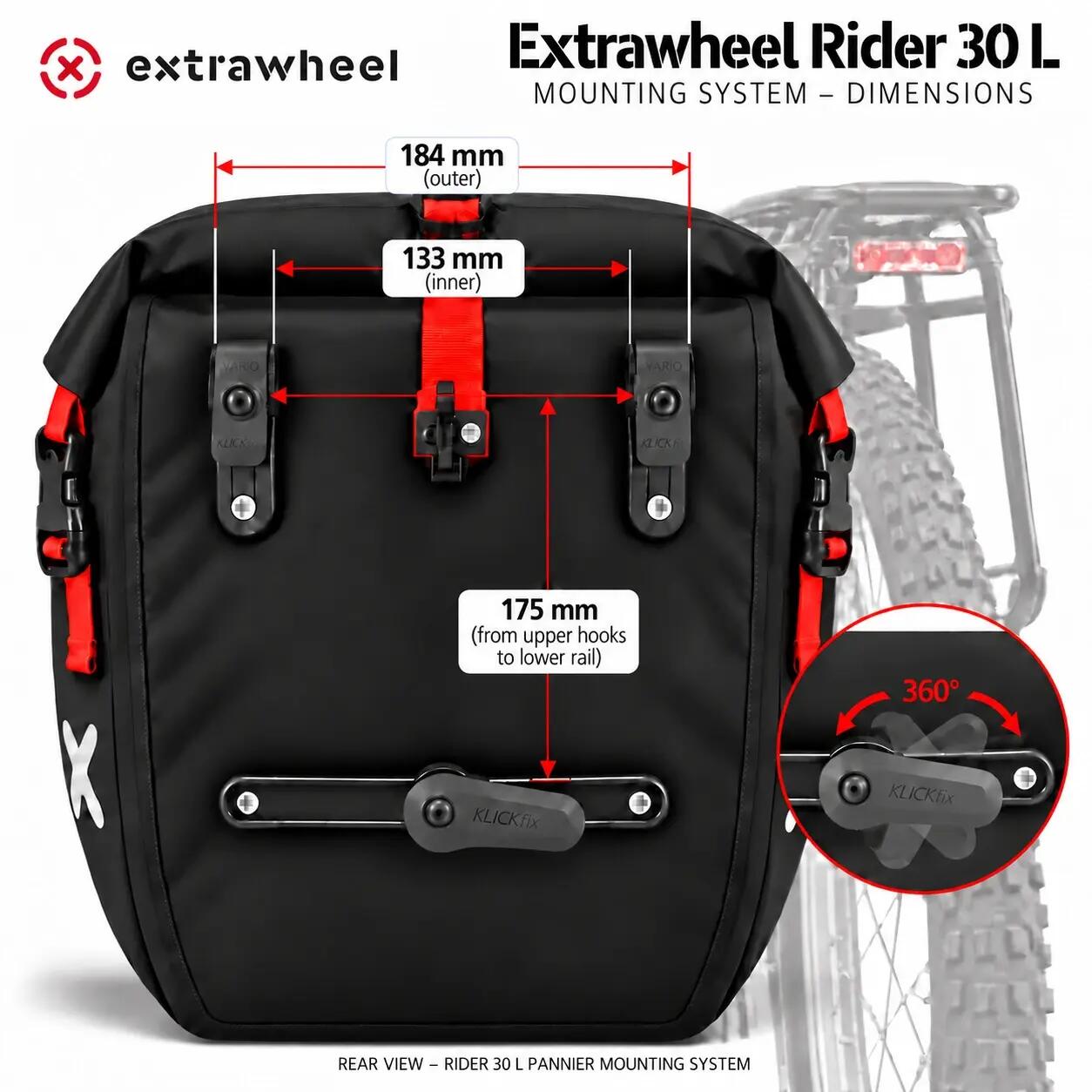 Sakwy rowerowe wodoszczelne 30 l (2 × 15 l) Rider 3/4
