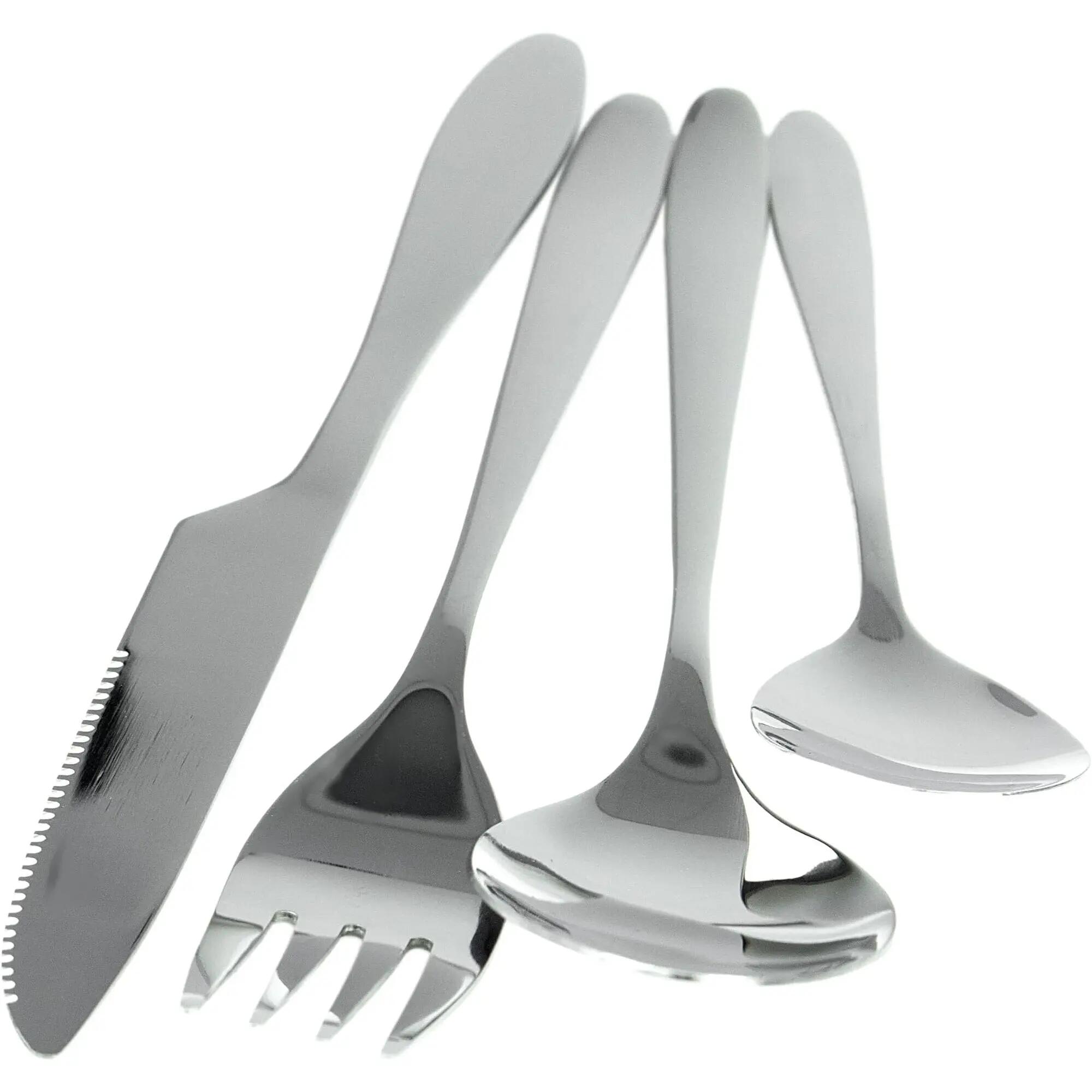 Camping Set Edelstahl, tiefer Teller, Lunch-Besteck im Neopren-Etui 1 Person 5/6