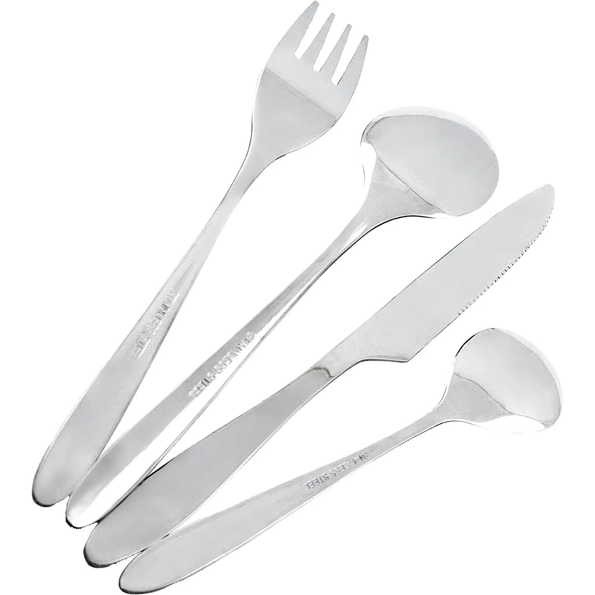 Camping Set Edelstahl, tiefer Teller, Lunch-Besteck im Neopren-Etui 1 Person 3/6