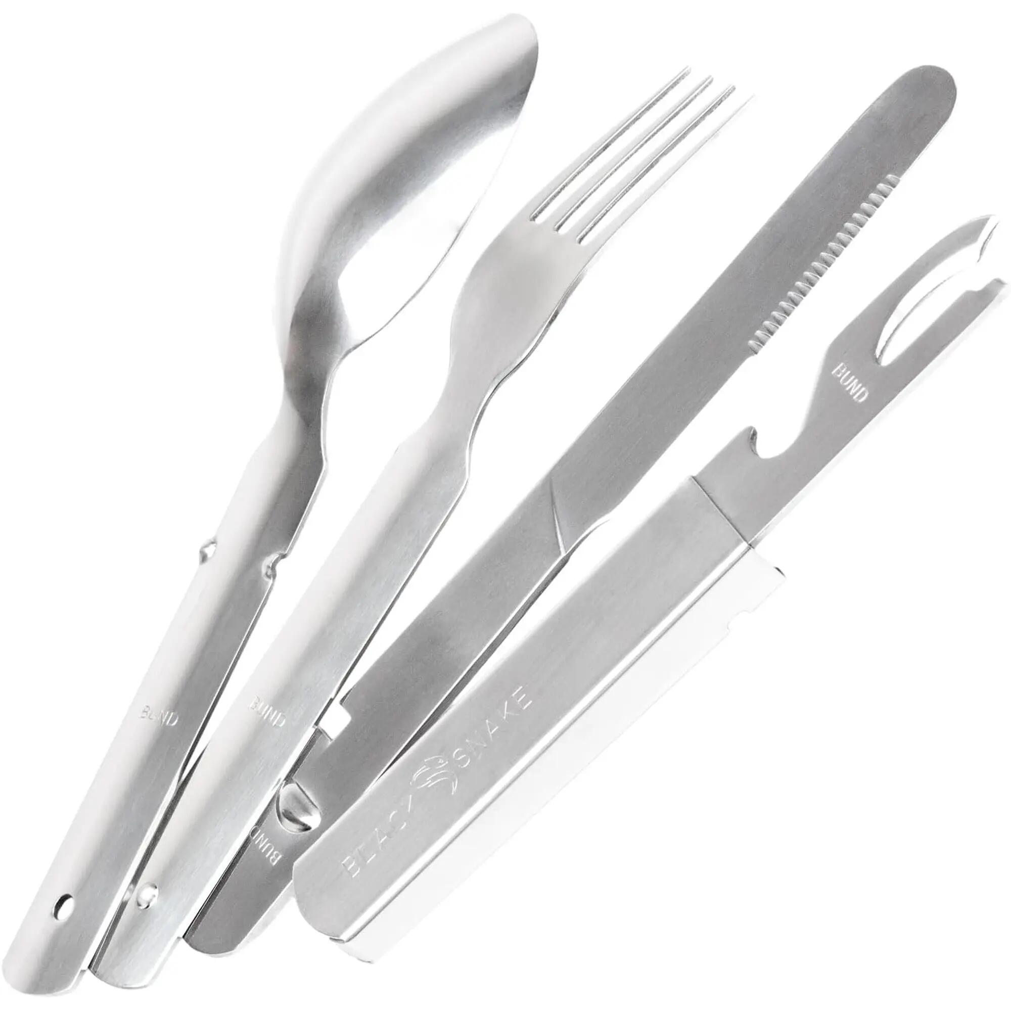 Camping Kochgeschirr Aluminium, BW-Besteck, Karabinertasse Edelstahl 1 Person 6/7