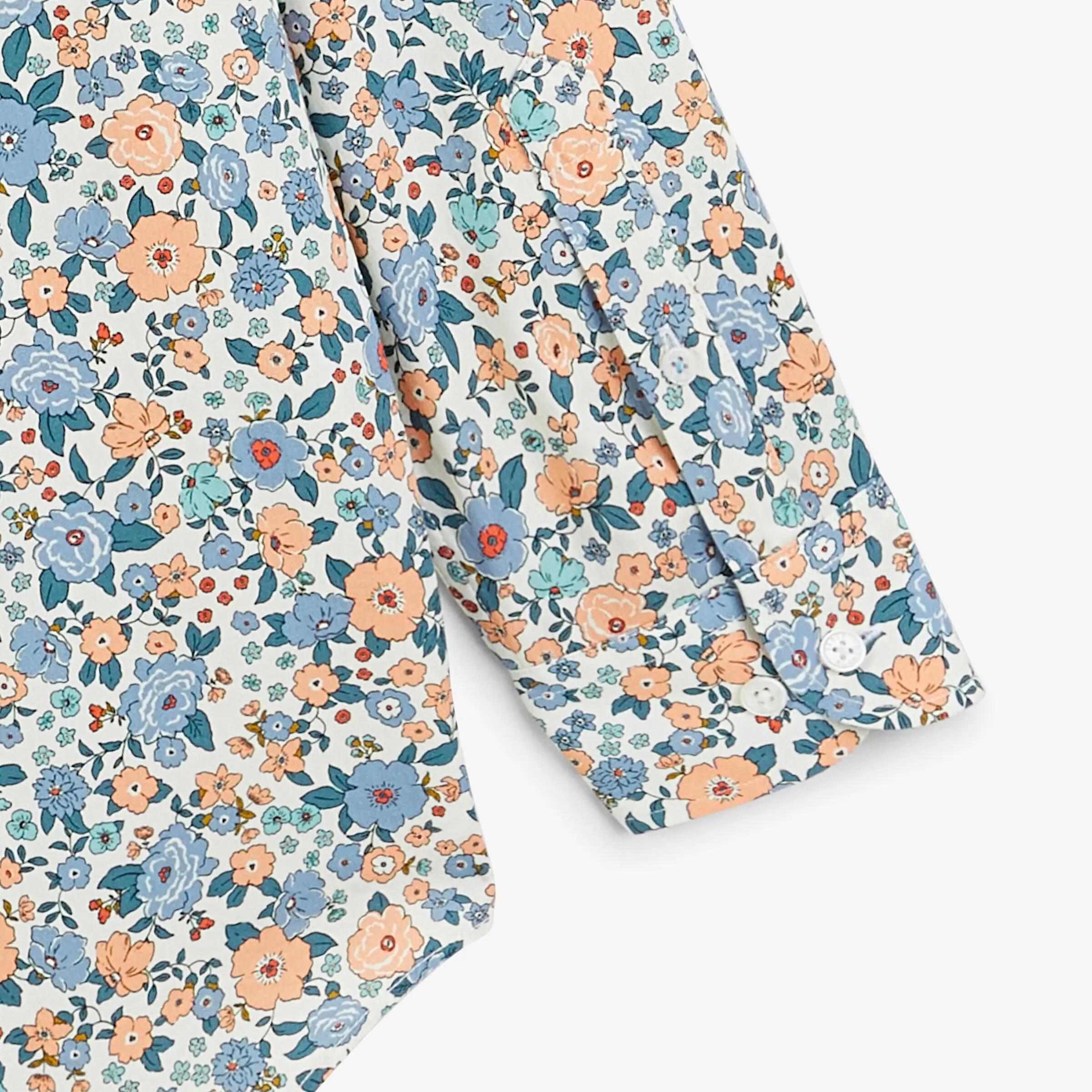 Chemise manches longues coton imprimé fleurs bleu 4/4
