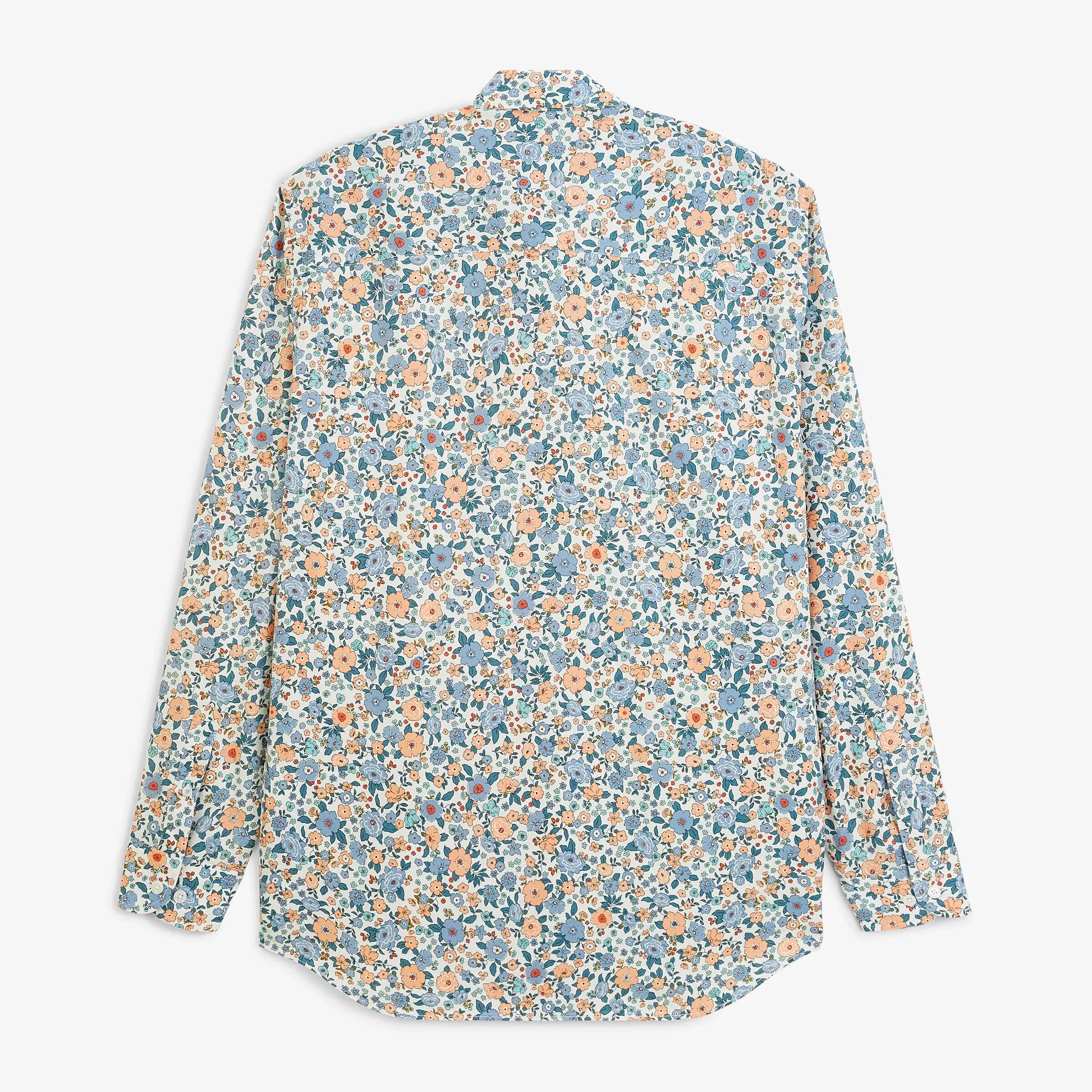 Chemise manches longues coton imprimé fleurs bleu 2/4