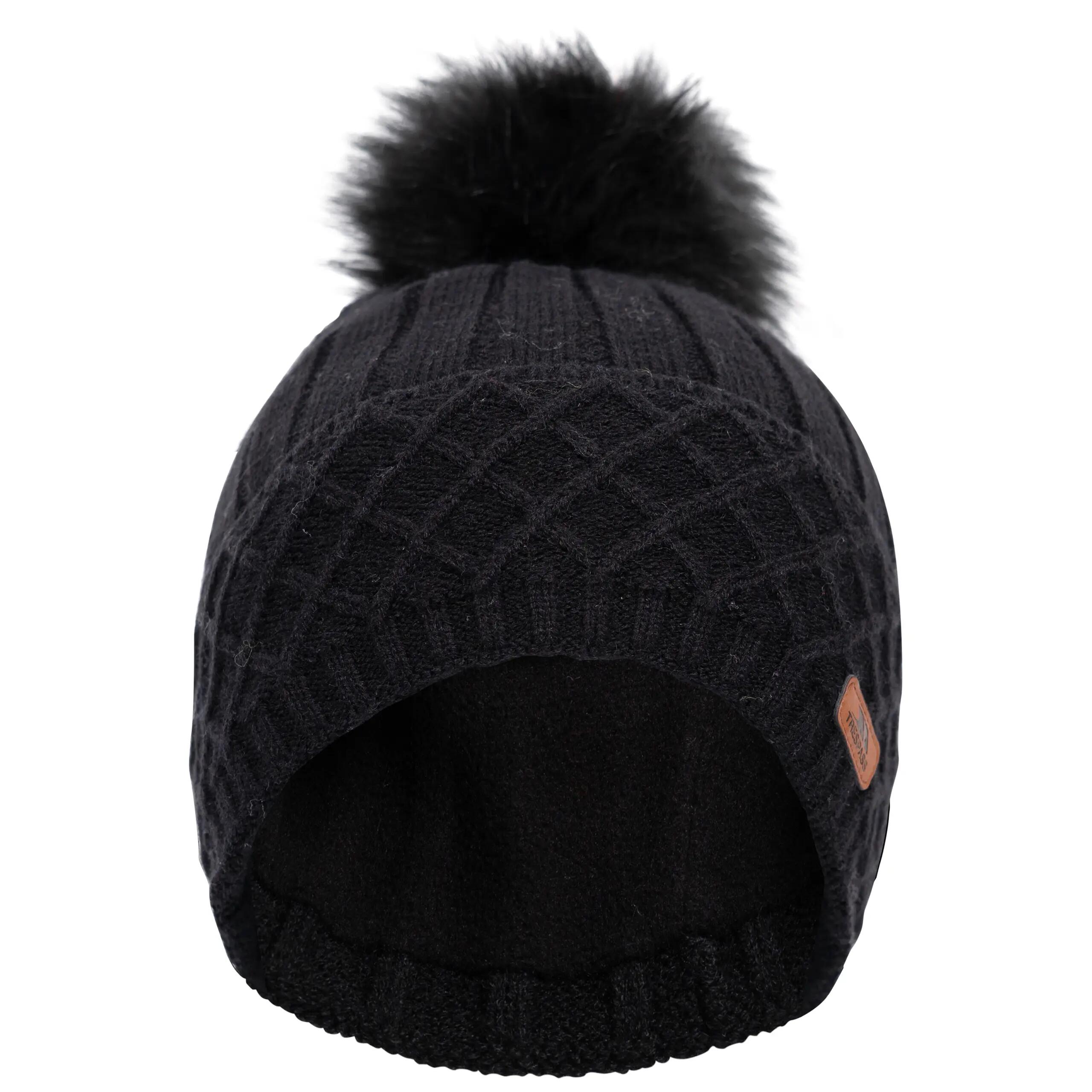 Womens Knitted Hat With Pom Pom Fully Fleece Lined Beanie - Sherbet 2/5