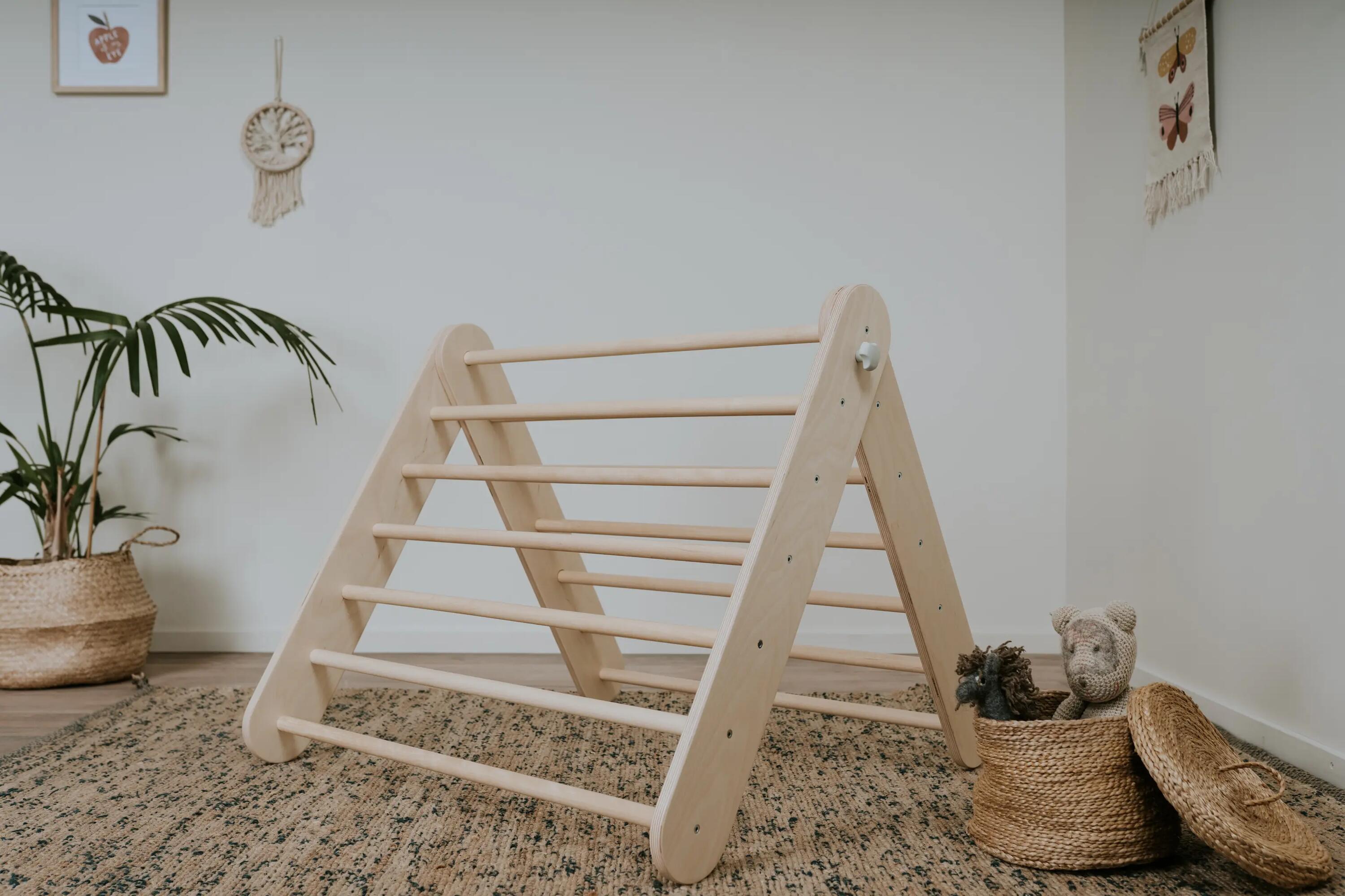 Triángulo Pikler y espaldera sueca 2-en-1 para niños - Madera natural 8/9