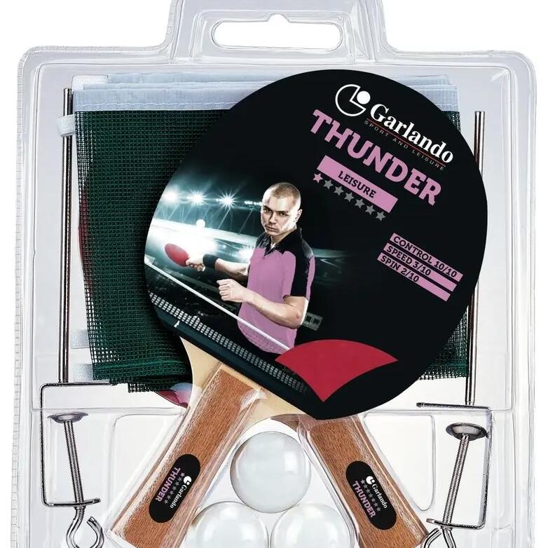Thunder Plus Table Tennis Set - 2 Bats and 3 Pingpong Balls - Net and Posts