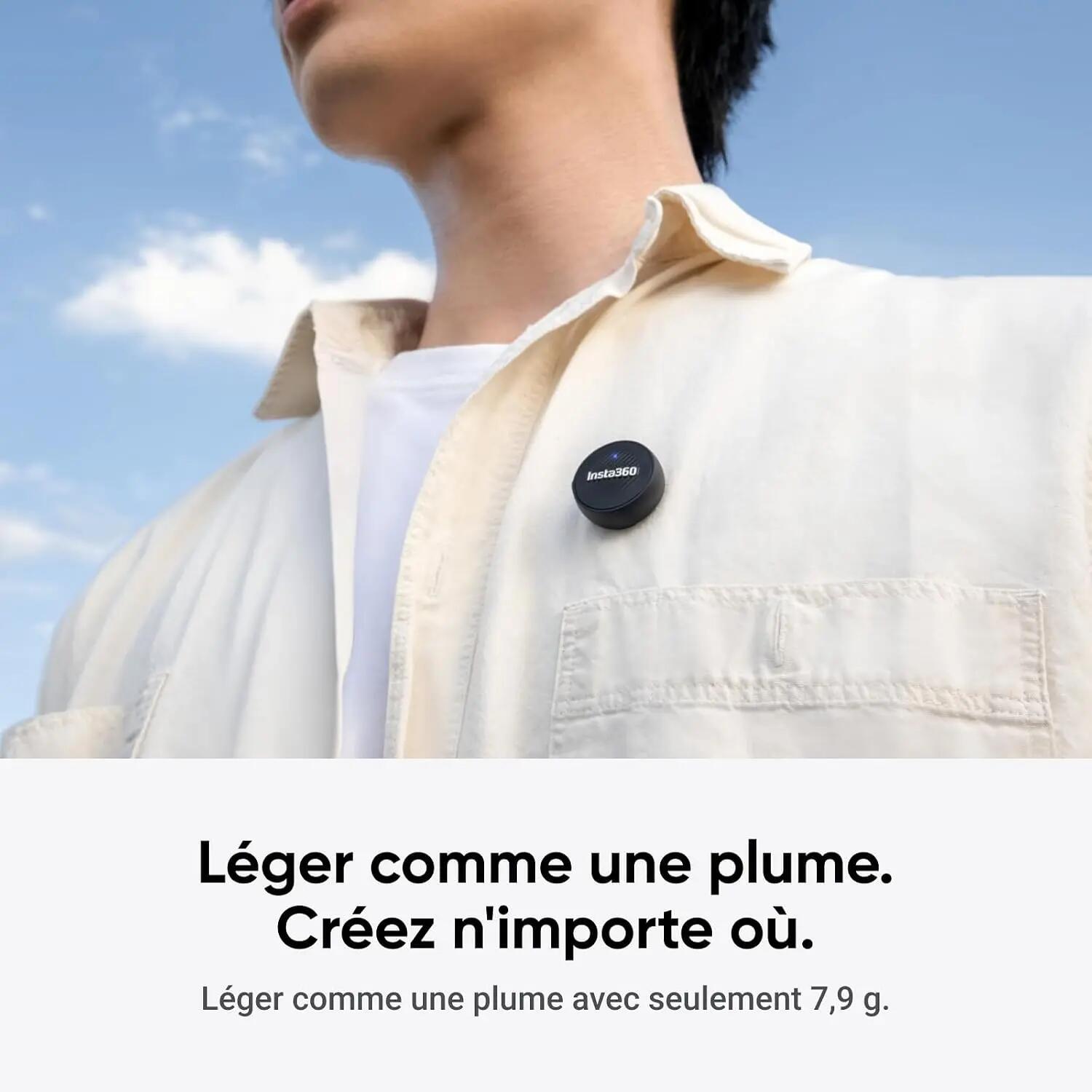 Émetteur Micro Air Insta360 - Micro-cravate sans fil ultraléger (environ 8,5 g… 2/3