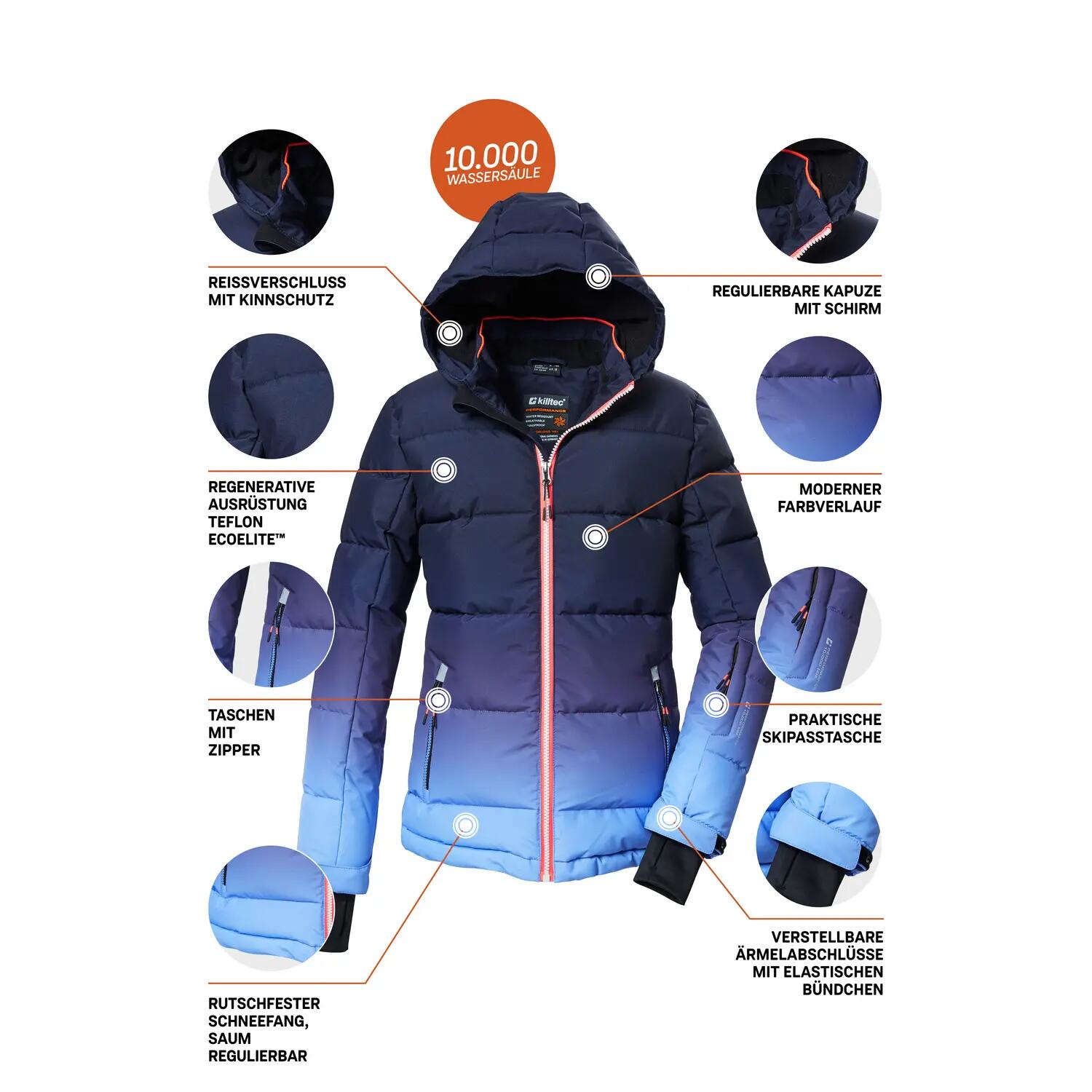 Kinder, Mädchen Ski-Steppjacke KSW 330 GRLSQLTD JCKT 12/14