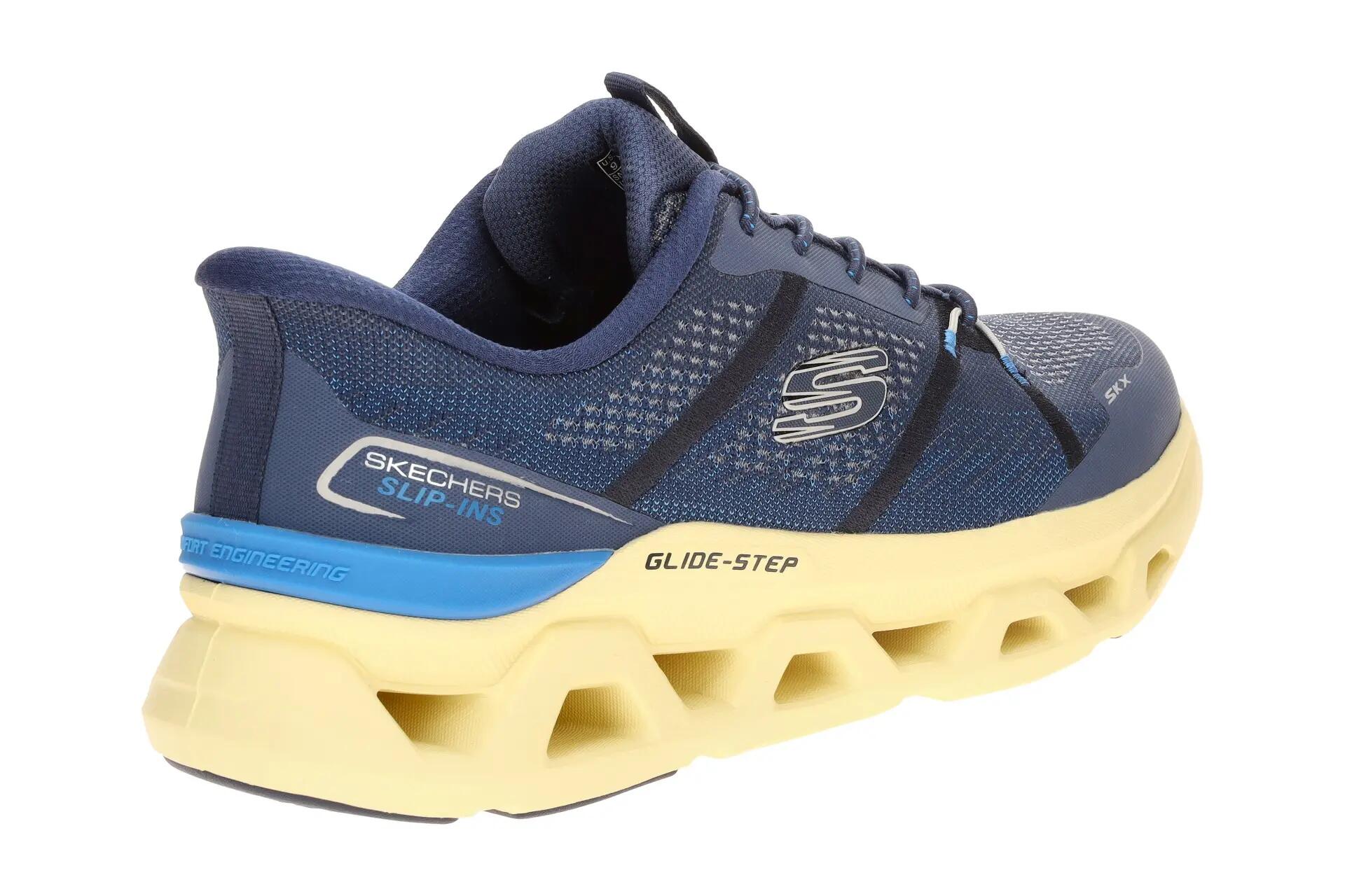 Skechers Glide Step Schuhe blau gelb Herren Slip-Ins 233023 4/7