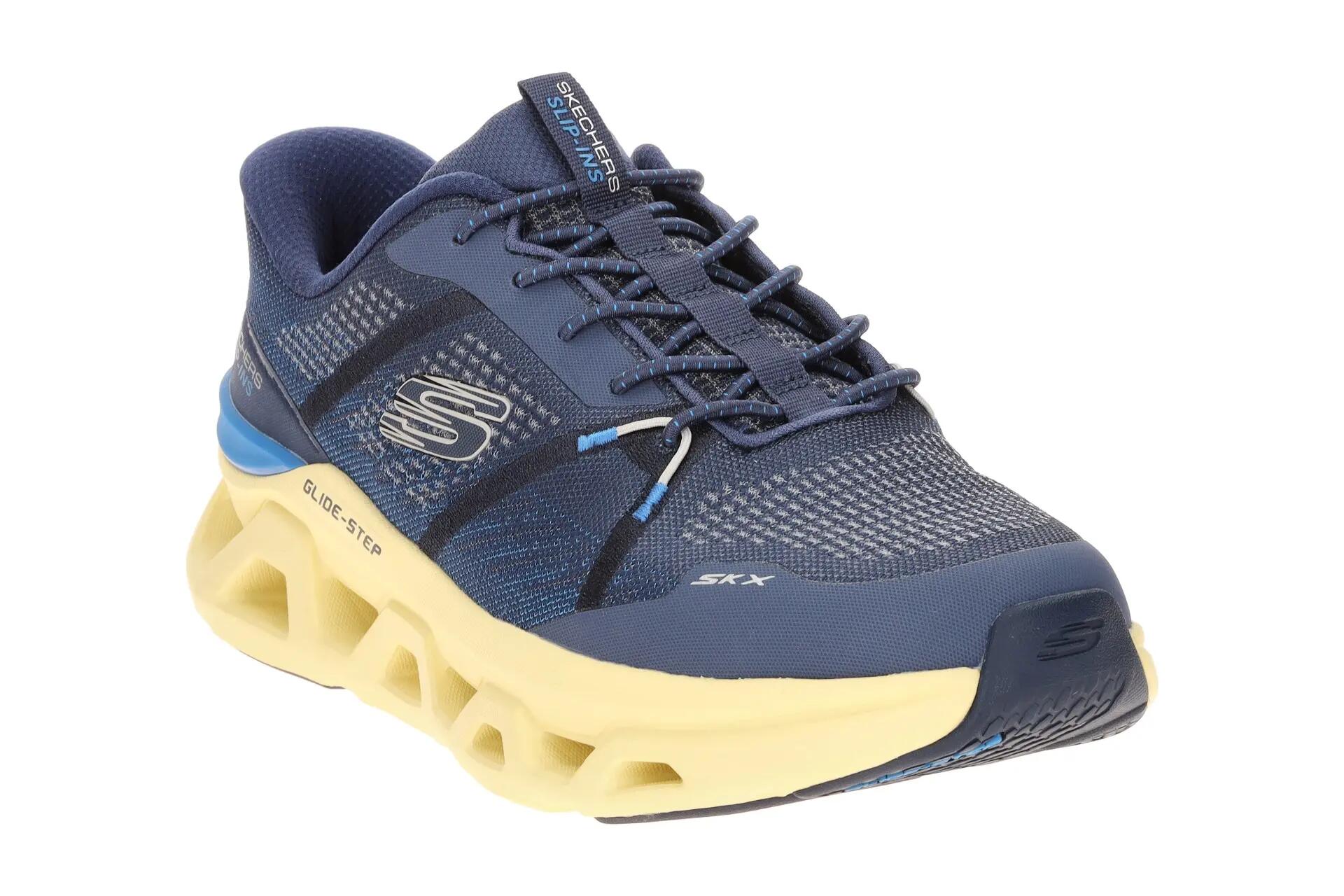 Skechers Glide Step Schuhe blau gelb Herren Slip-Ins 233023 3/7