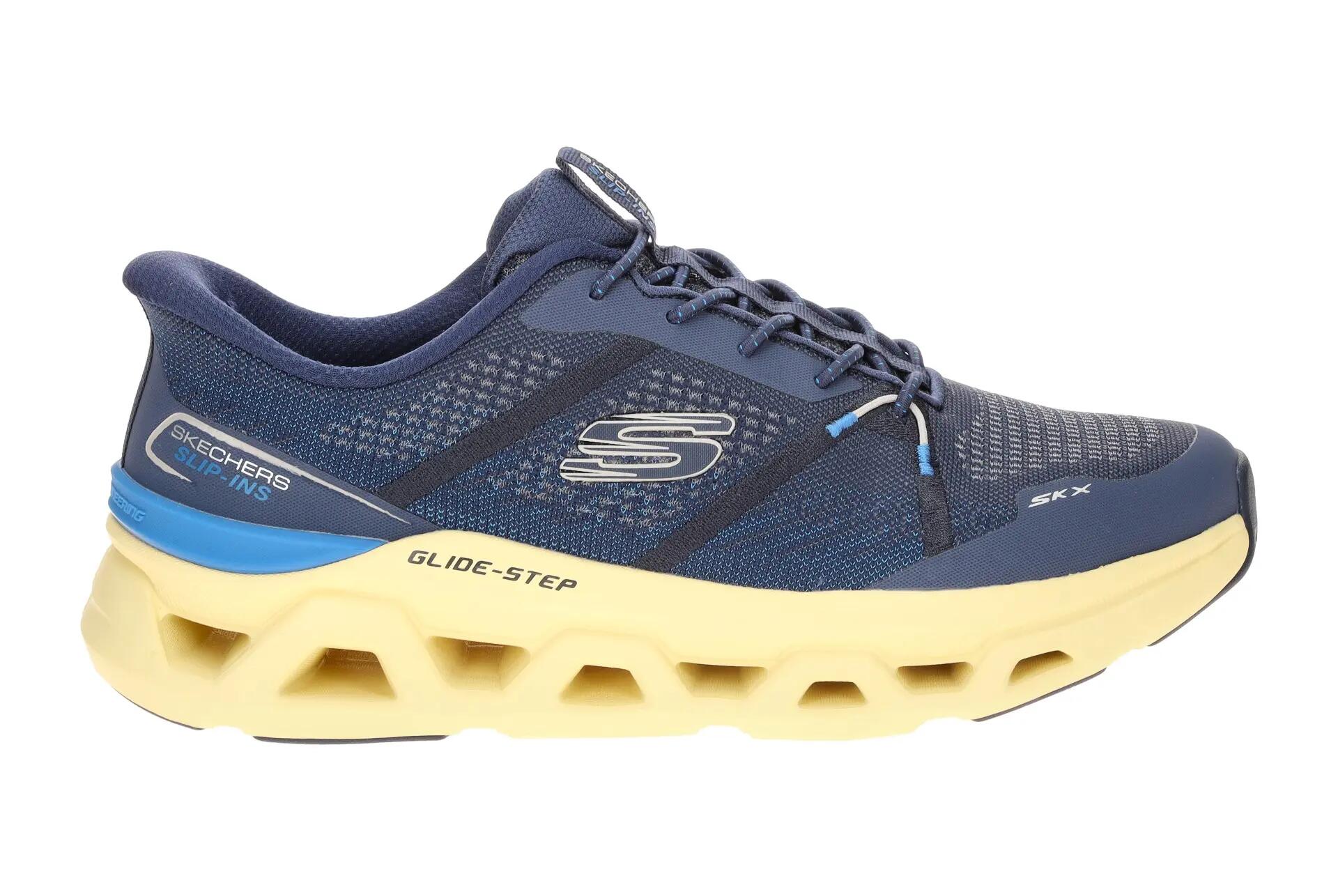 Skechers Glide Step Schuhe blau gelb Herren Slip-Ins 233023 2/7