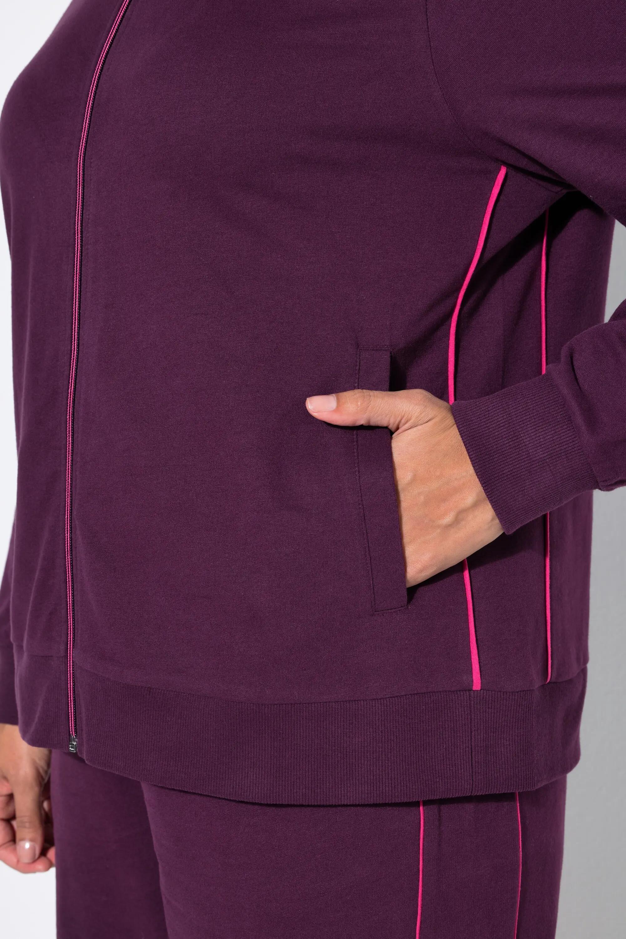 Dames Sweatvest kort opstaande kraag lange mouwen 3/6
