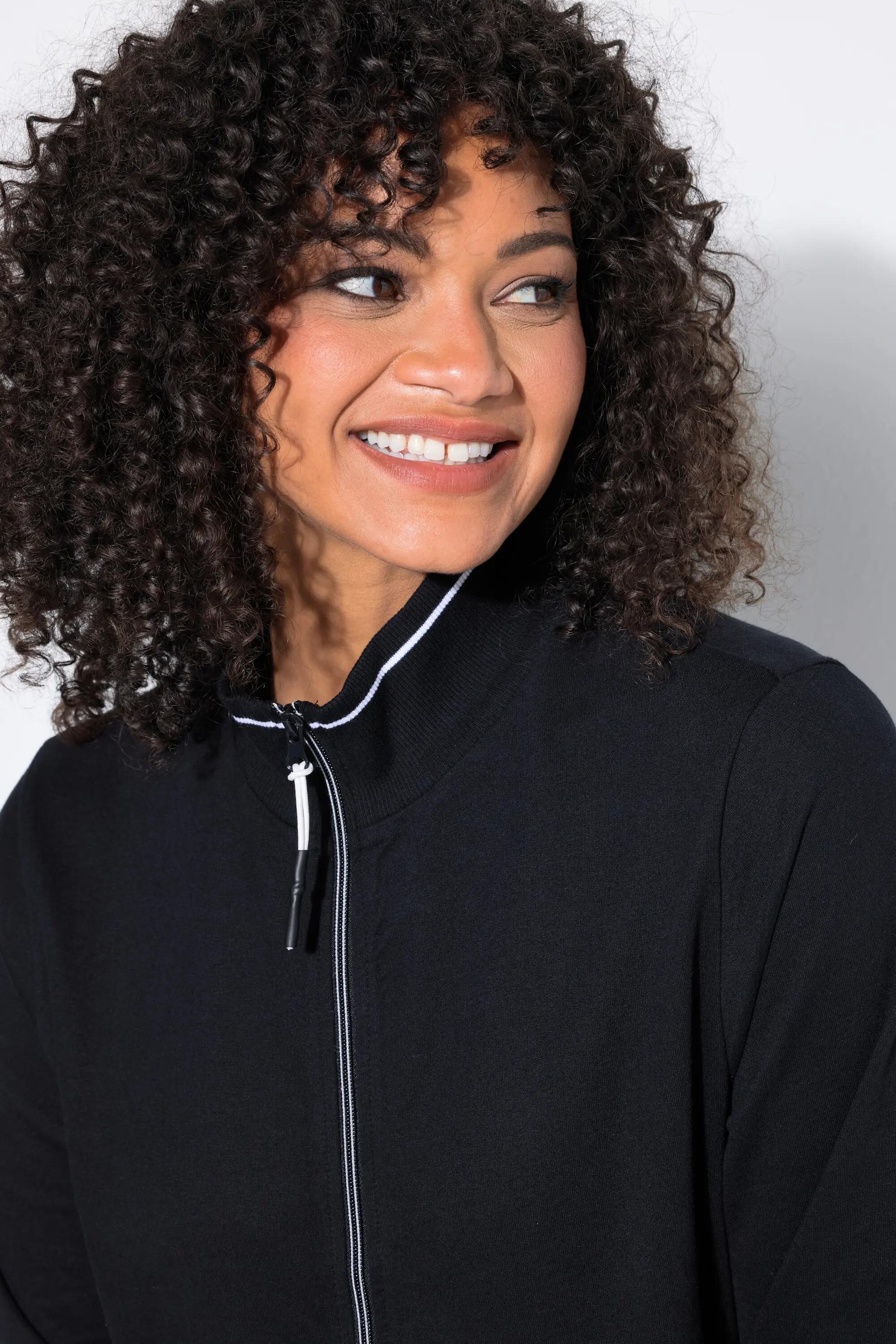 Damen Sweatjacke kurz Stehkragen Langarm 3/6