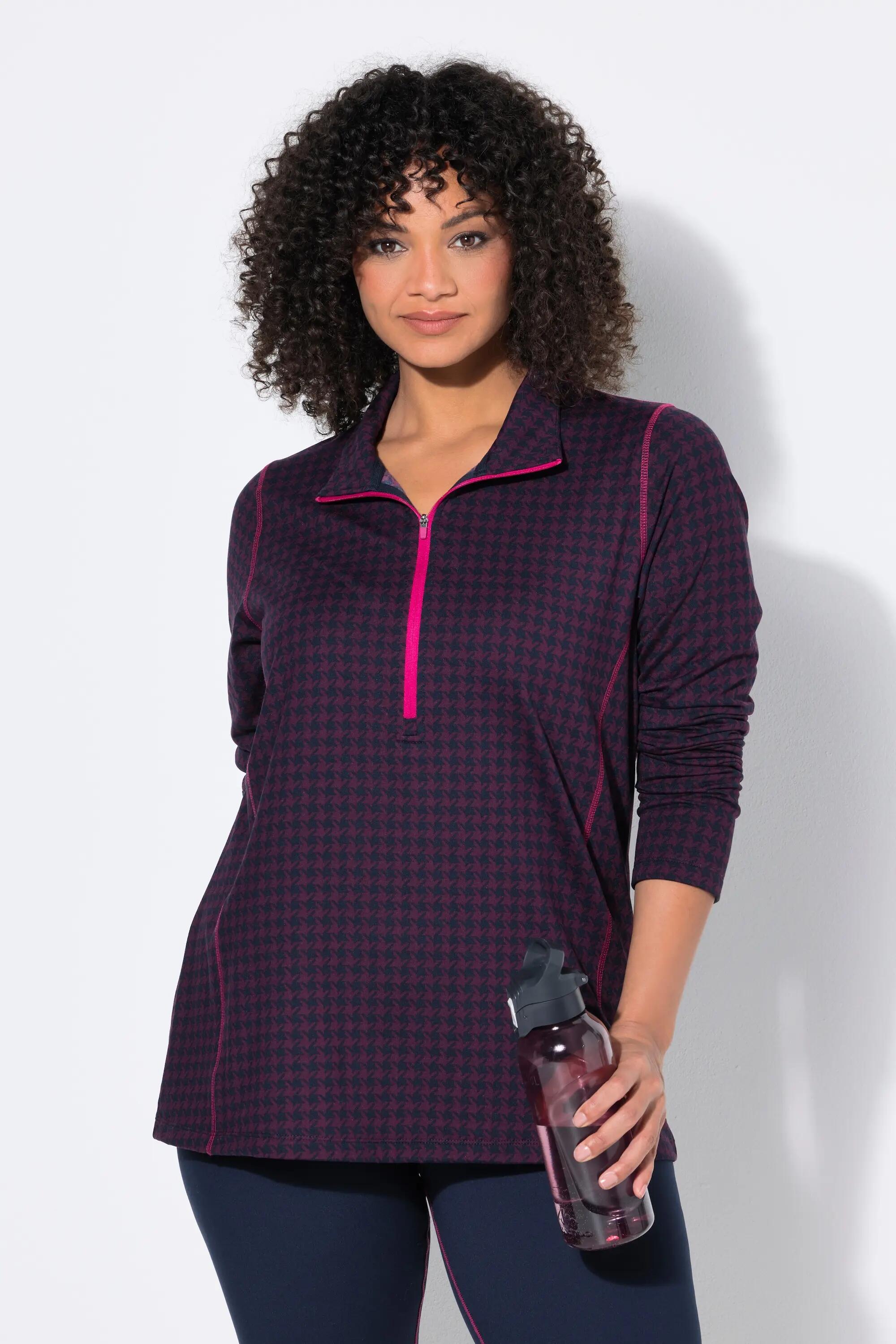 Femme T-shirt technique de ski détails colorés col camionneur et manches longues 6/7