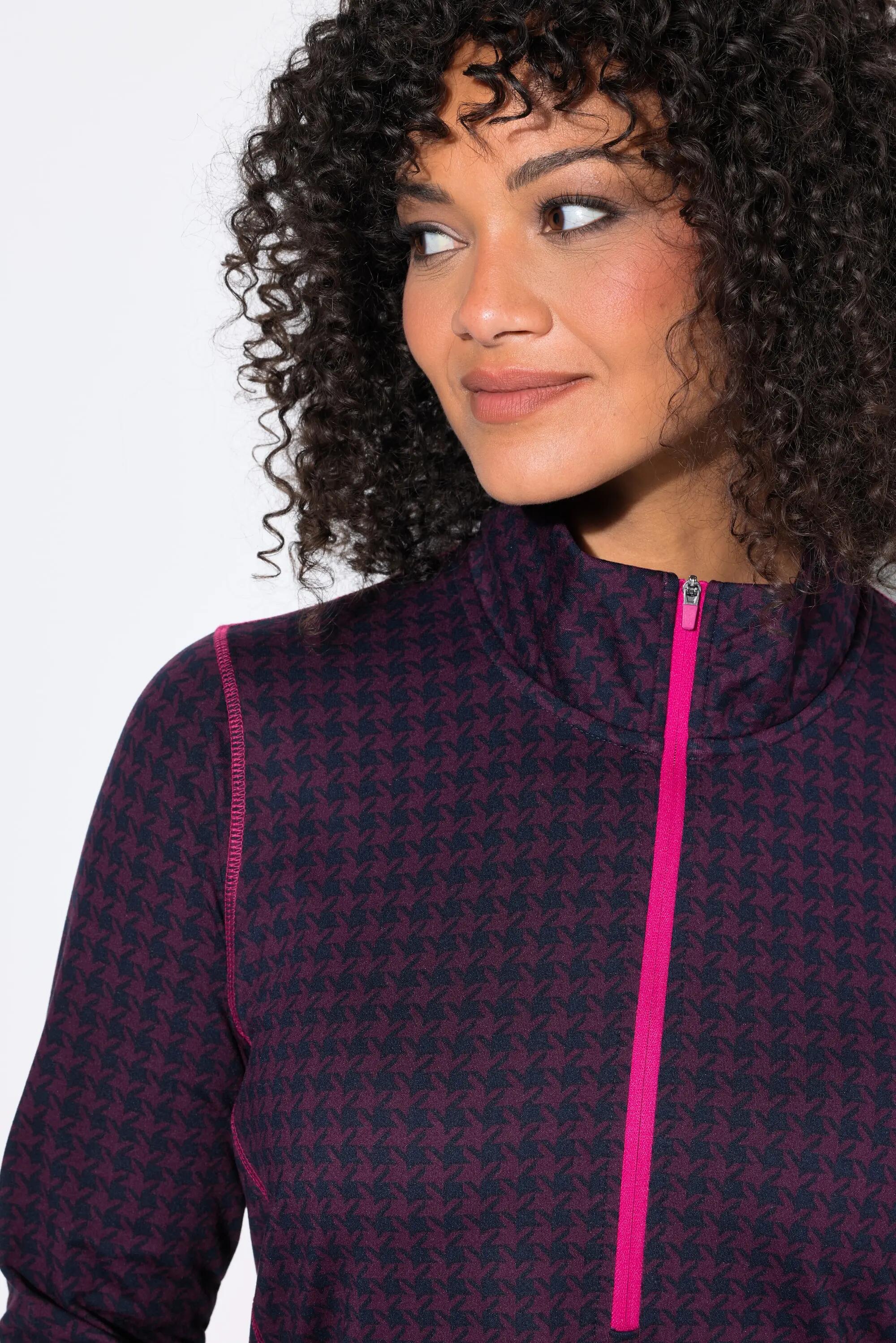 Femme T-shirt technique de ski détails colorés col camionneur et manches longues 4/7