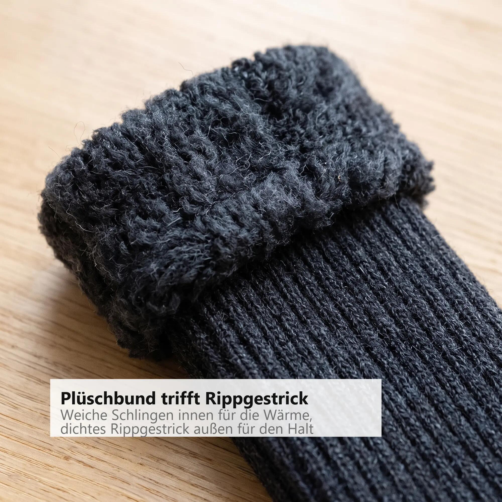Damen Herren Haussocken Kuschelsocken Plüschsocken warm Umschlagbund 2 Paar 4/7
