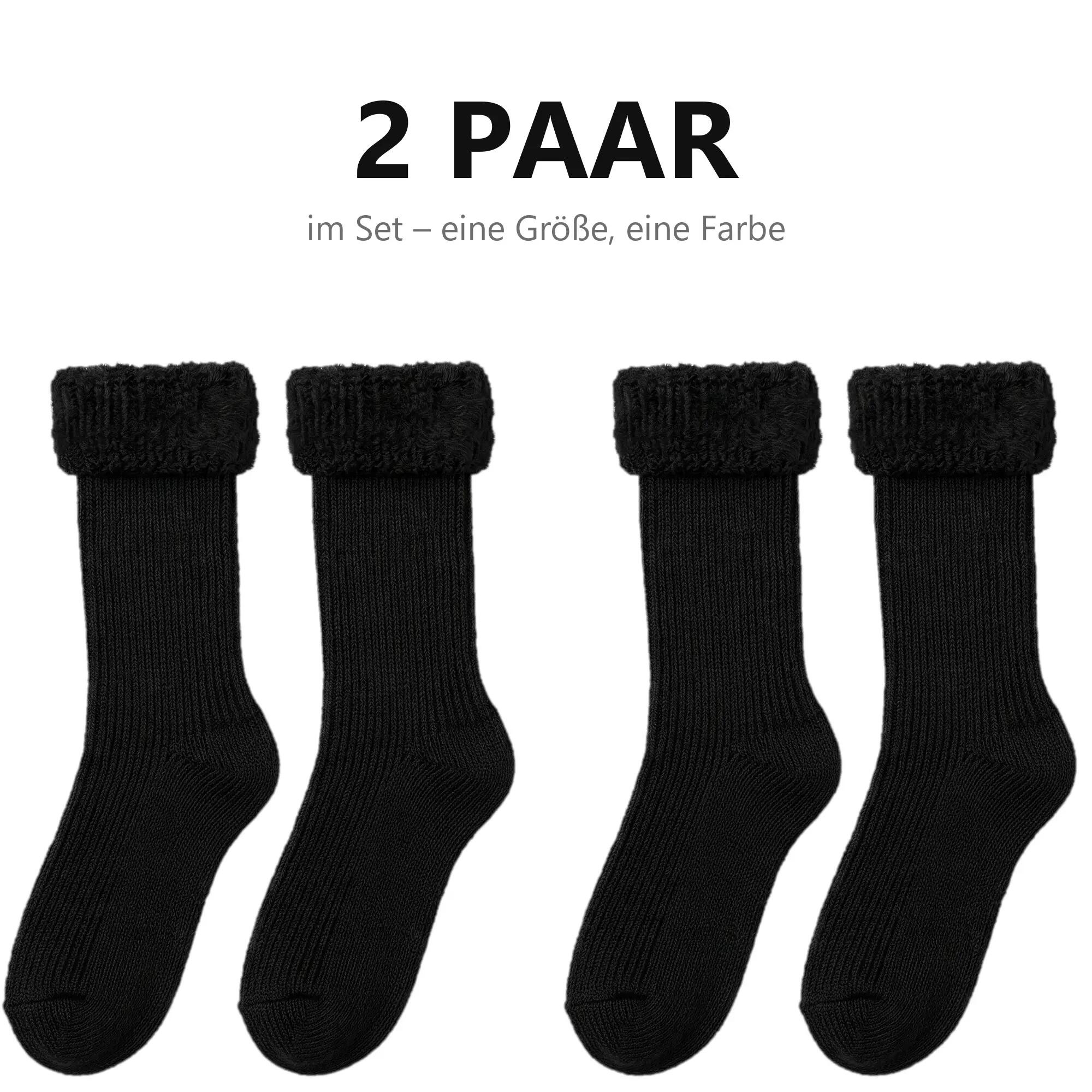Damen Herren Kuschelsocken mit Plüsch innen für Freizeit und Hütte 2 Paar 2/7
