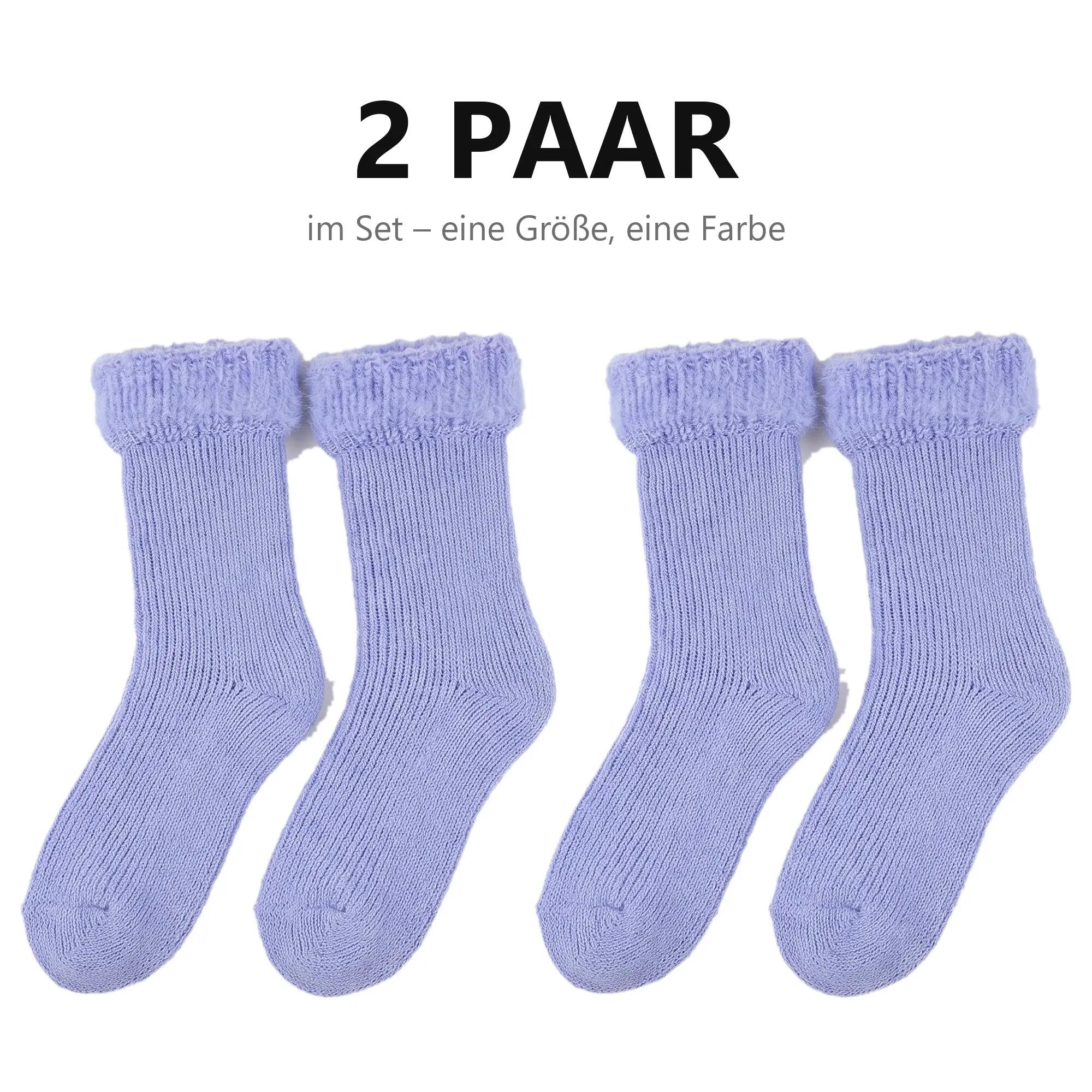 Damen Herren Haussocken Kuschelsocken Plüschsocken warm Umschlagbund 2 Paar 2/7