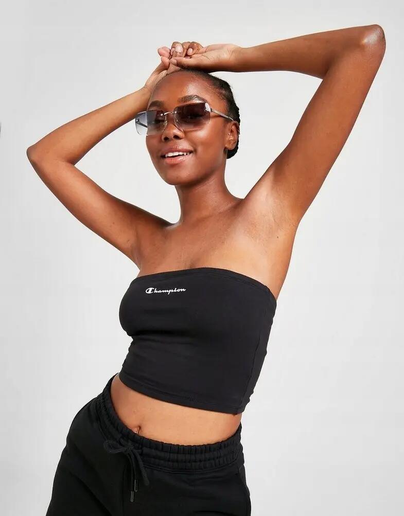 TOP DAMSKI SPORTOWY CHAMPION SCRIPT BANDEAU TOP   logo CZARNY 1/6