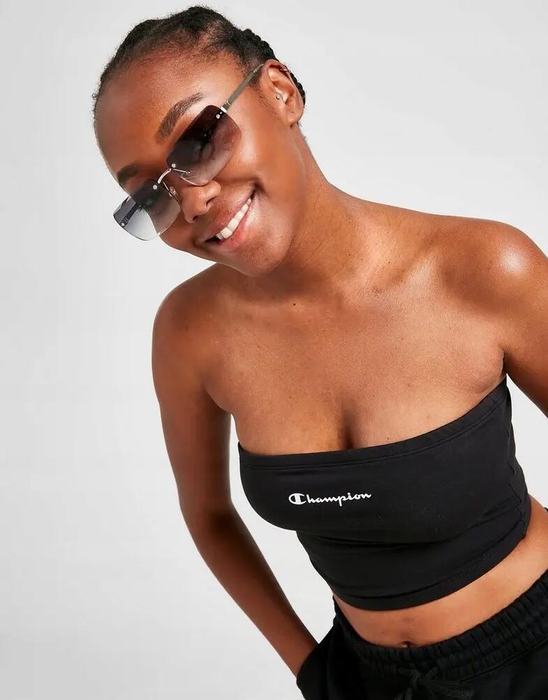 TOP DAMSKI SPORTOWY CHAMPION SCRIPT BANDEAU TOP   logo CZARNY 2/6