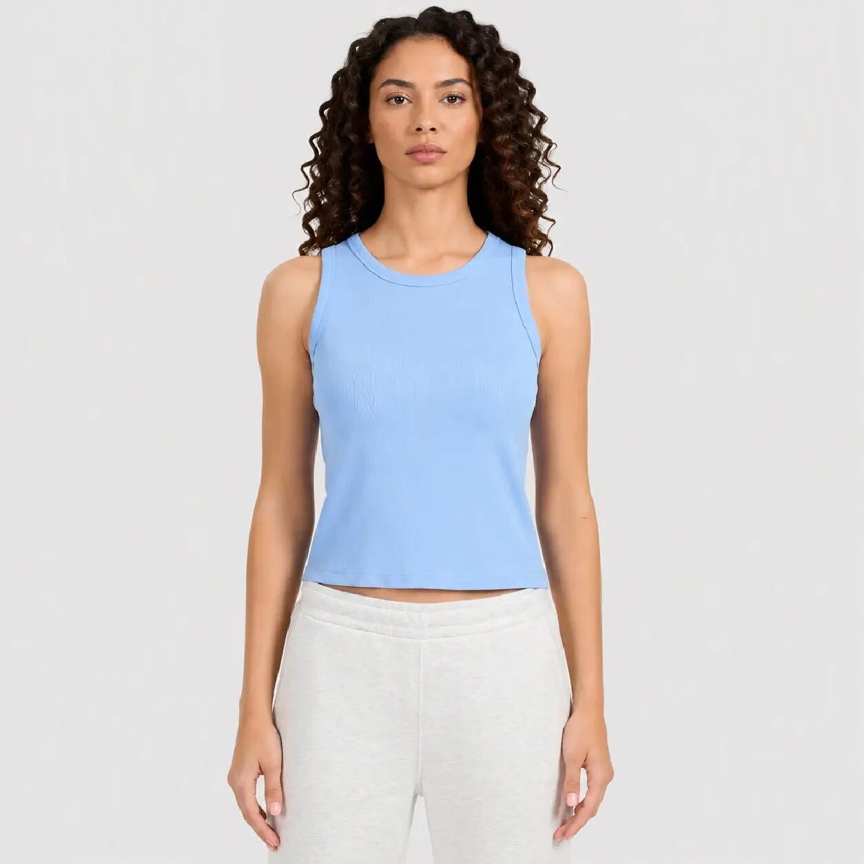 TOP DAMSKI 4F T-SHIRT NA RAMIĄCZKACH PRĄŻKOWANY   logo NIEBIESKI 2/7