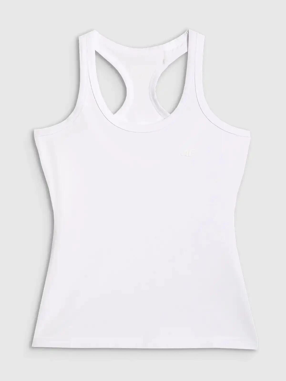 KOSZULKA DAMSKA BOKSERKA 4F BEZ RĘKAWÓW NA RAMIĄCZKA  logo BIAŁY 4/6