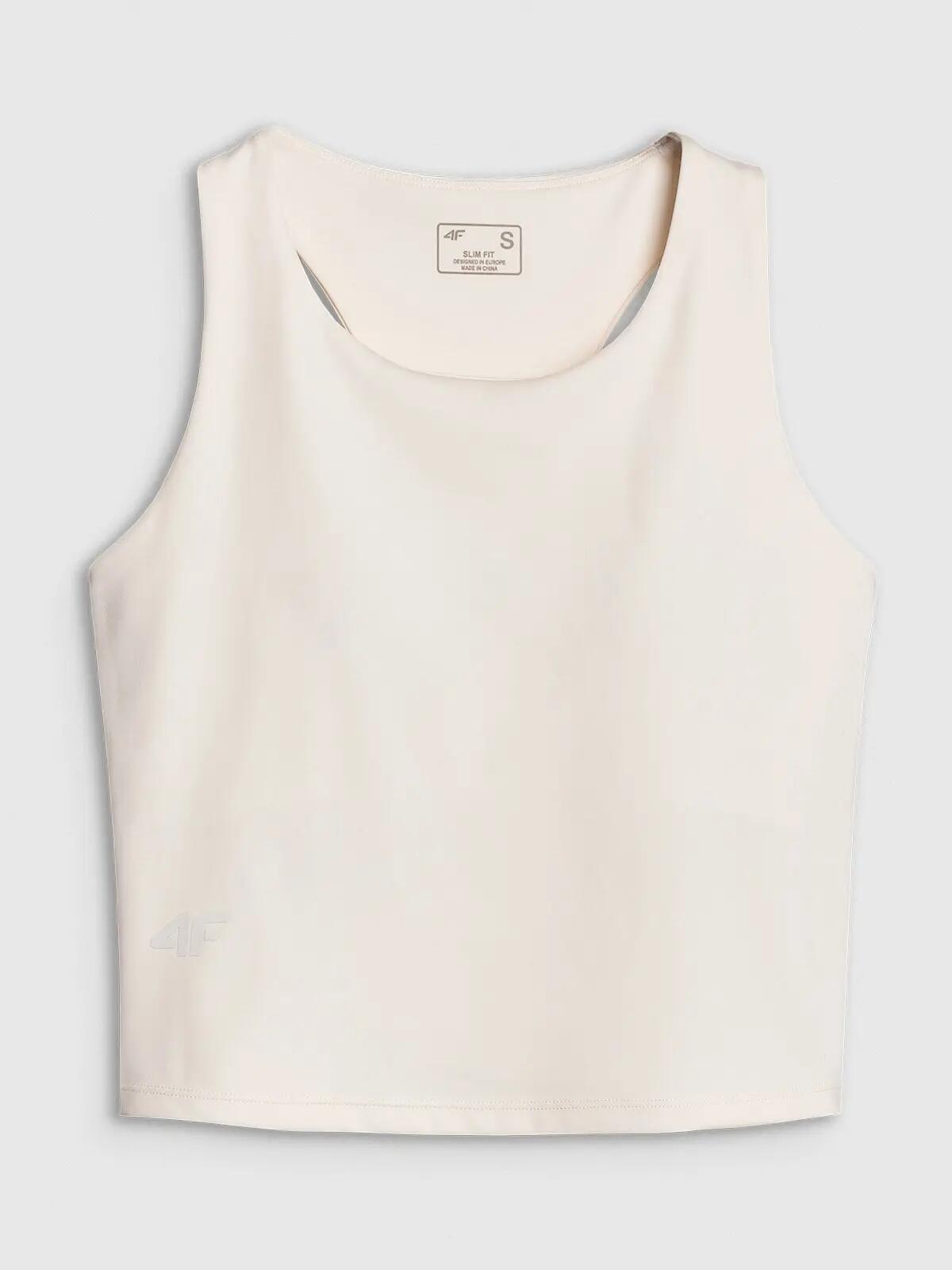 T-SHIRT DAMSKI 4F CROP TOP TRENINGOWY SZYBKOSCHNĄCY    BIAŁY 7/10
