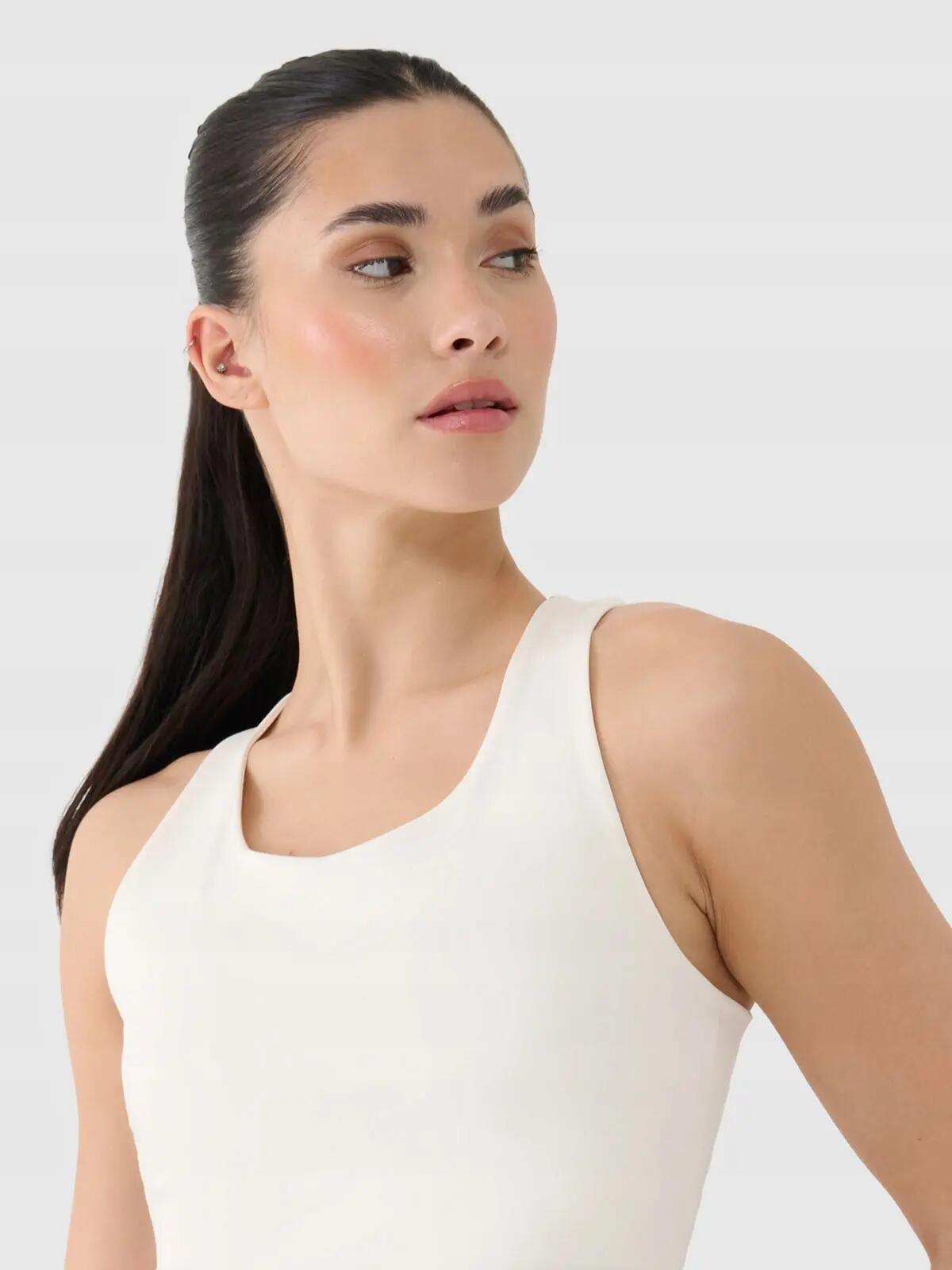 T-SHIRT DAMSKI 4F CROP TOP TRENINGOWY SZYBKOSCHNĄCY    BIAŁY 3/10