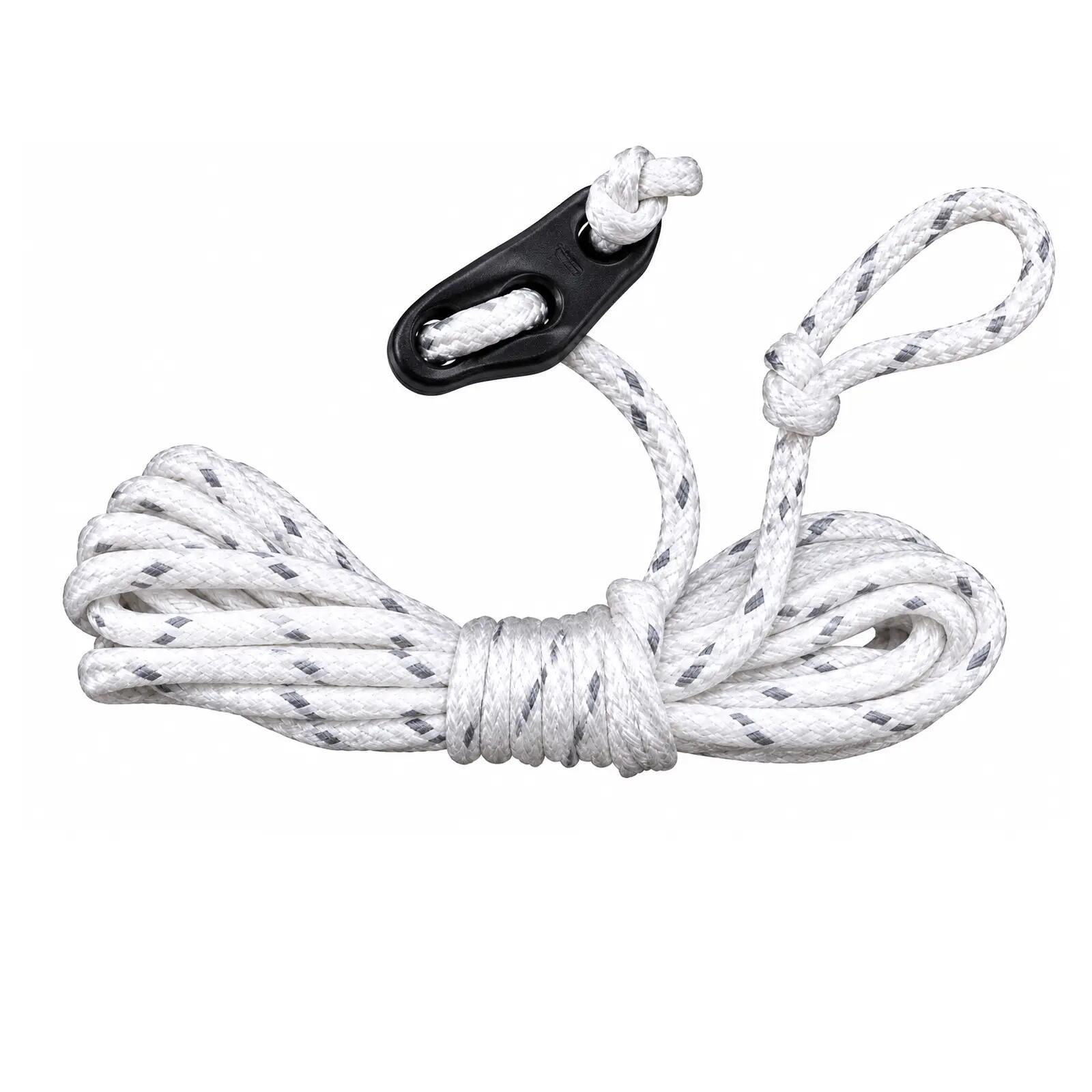 Zeltleinen 4 St a 4 m weiß mit Dreiloch Spanner für Zelt Heringe Abspannleine 4/4