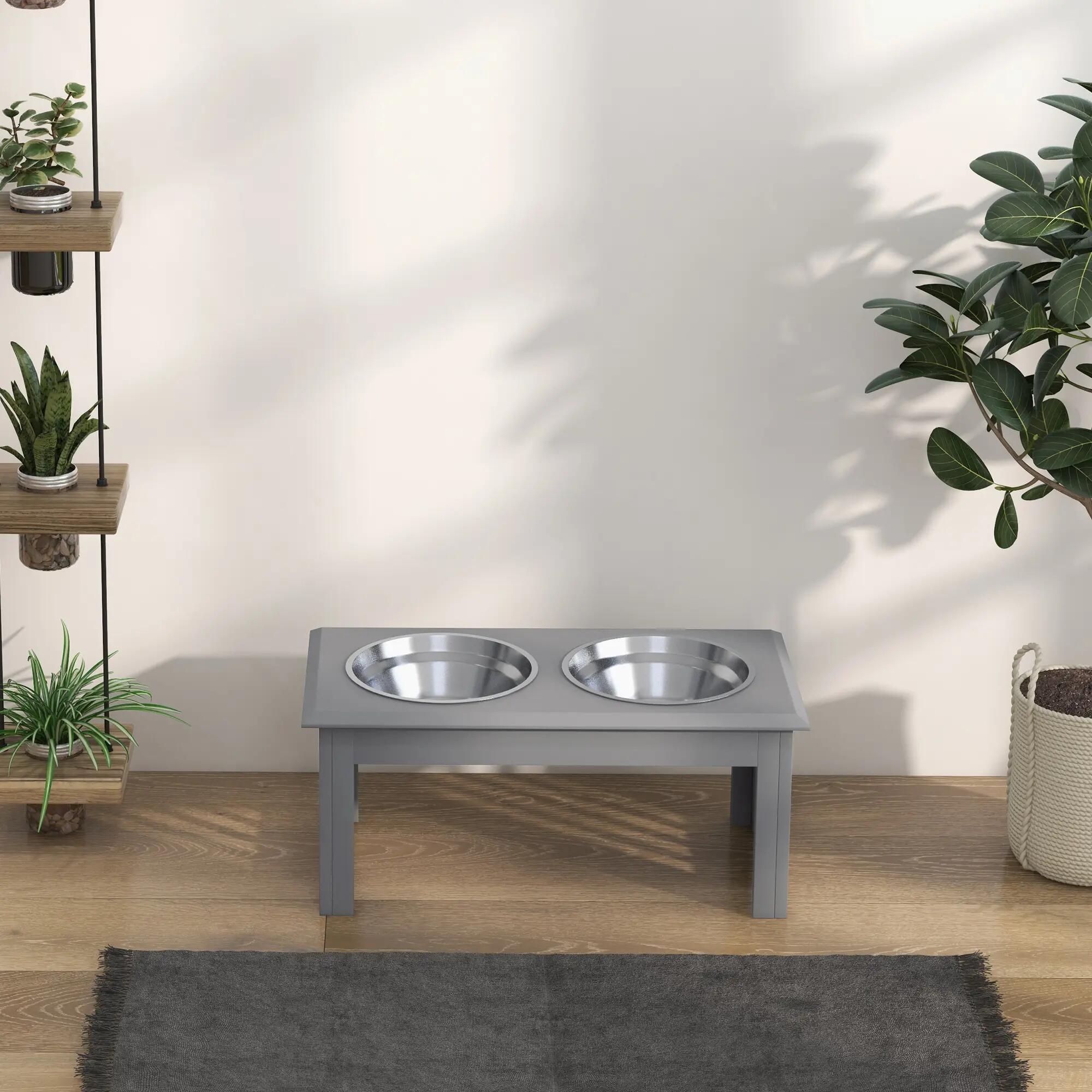 Comedero para Perros PawHut 58.4x30.5x25.4 cm Gris 4/5