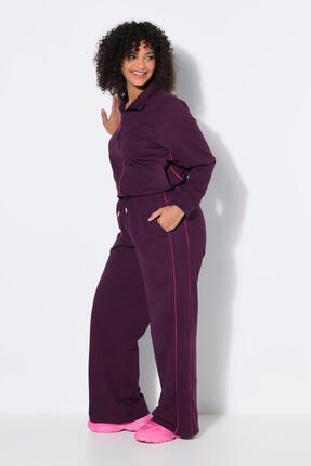 Femme Pantalon de jogging jambe droite avec double bande et taille élastique