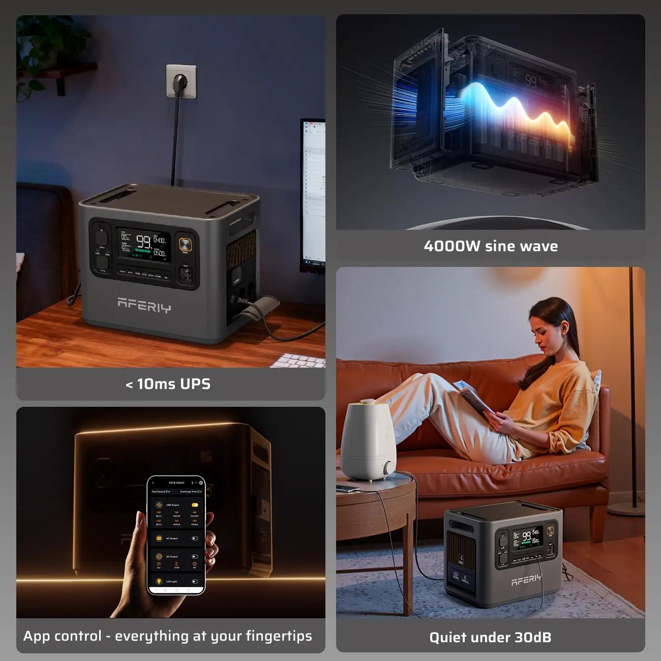 Station électrique portable AFERIY P300 3000W 2048Wh + Panneau Solaire 400W 8/13