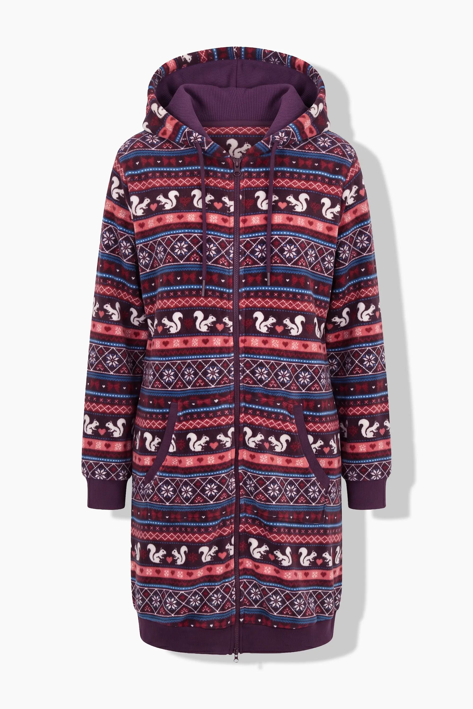 Damen Homewear-Bademantel Plüsch Norwegermuster Langarm 6/6