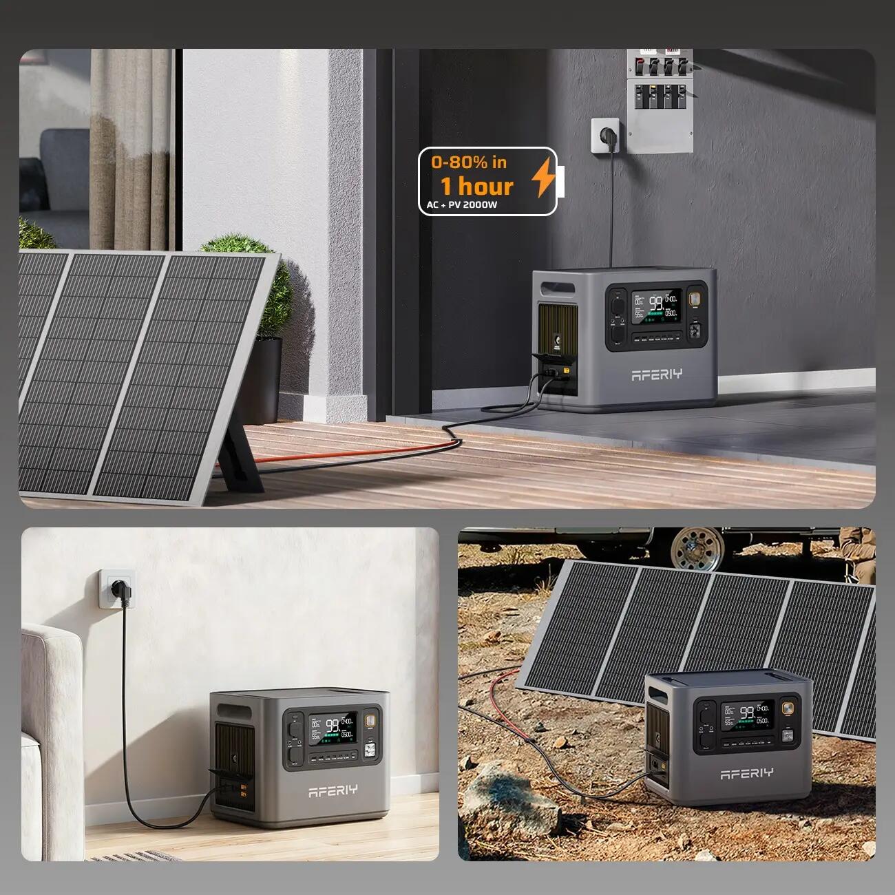 Station électrique portable AFERIY P300 3000W 2048Wh + Panneau Solaire 400W 3/13