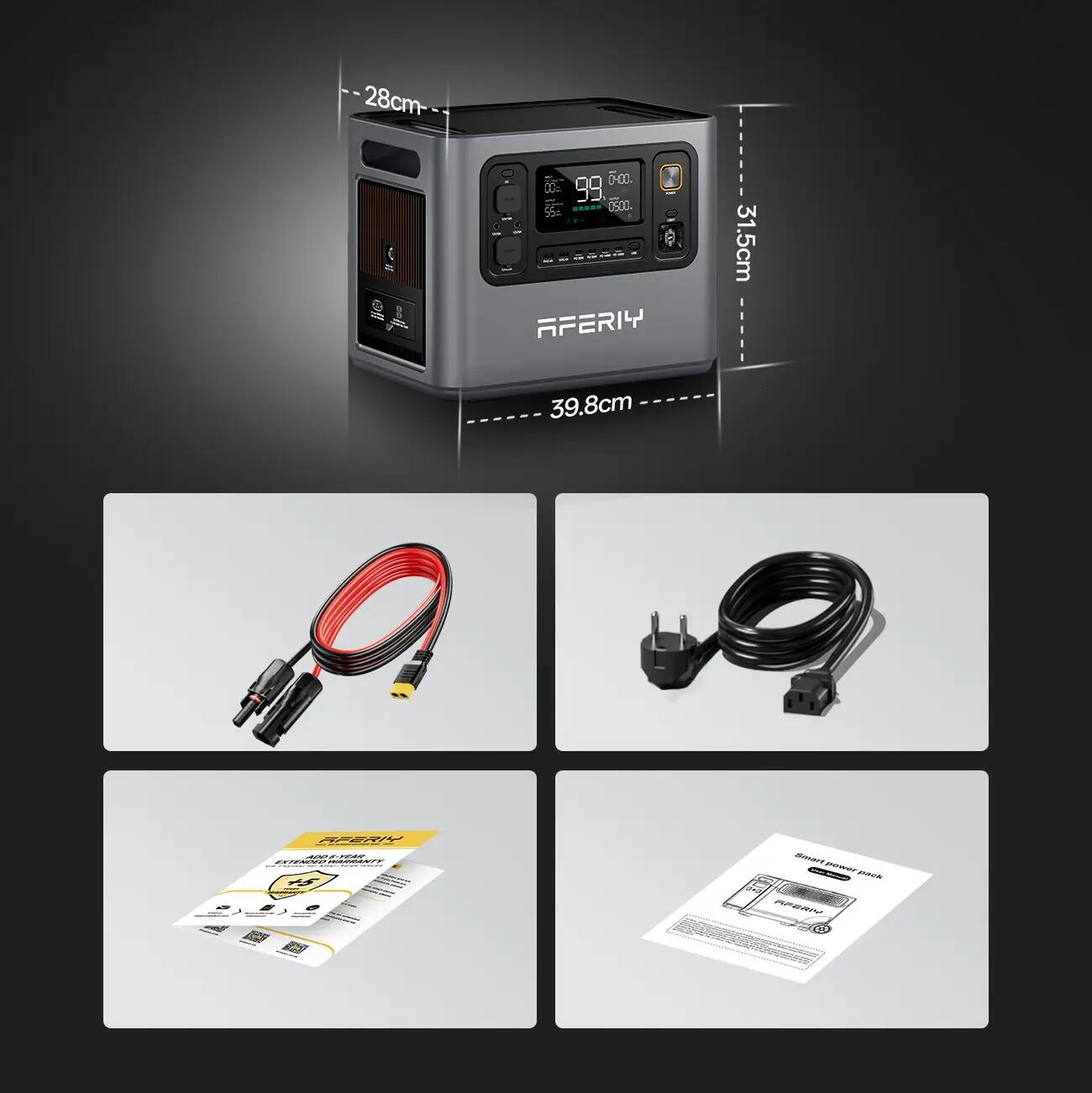 Station électrique portable AFERIY P300 3000W 2048Wh + Panneau Solaire 400W 12/13