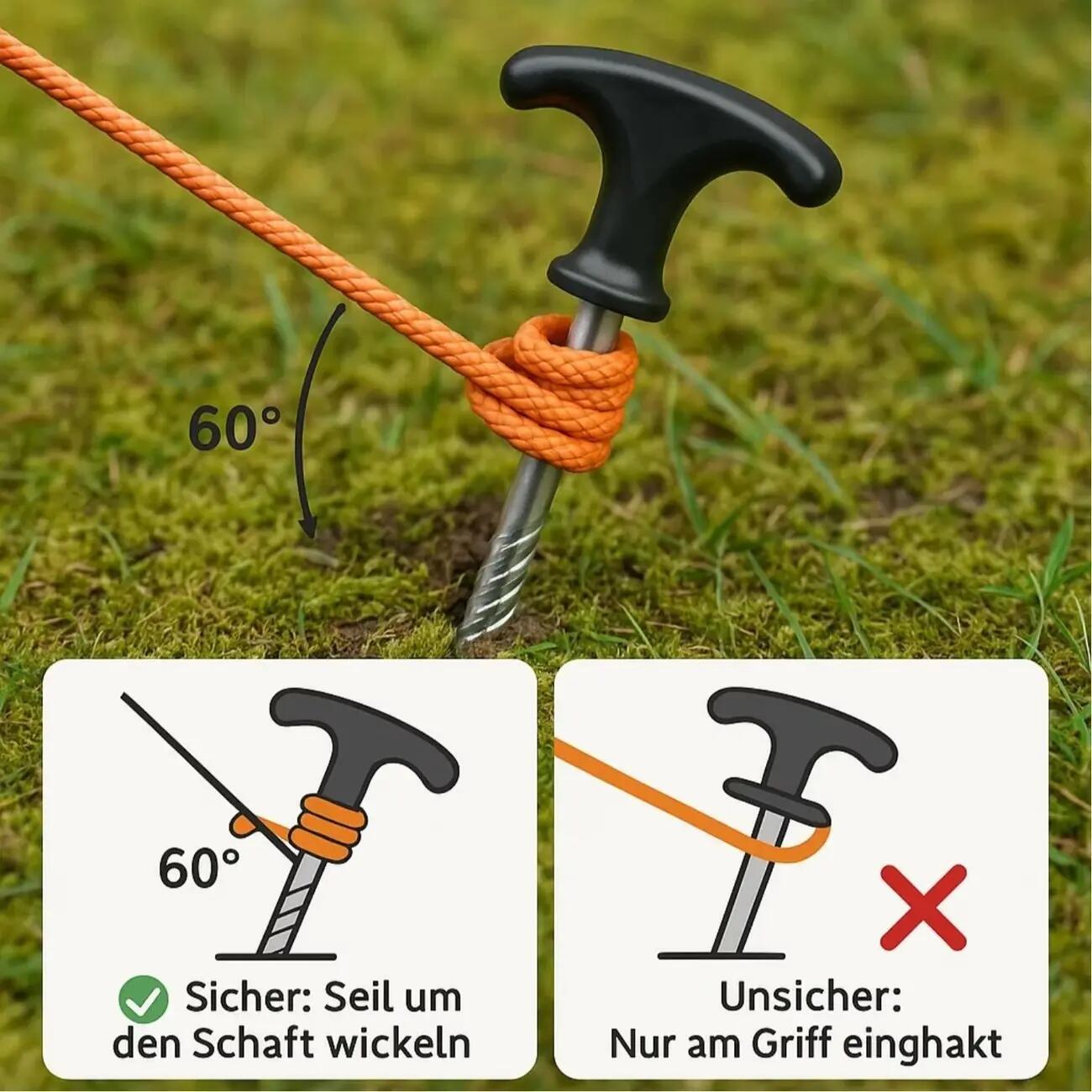 Schraub Heringe 21 cm 12 Pack Erdnägel Zeltheringe Pflog 5/6