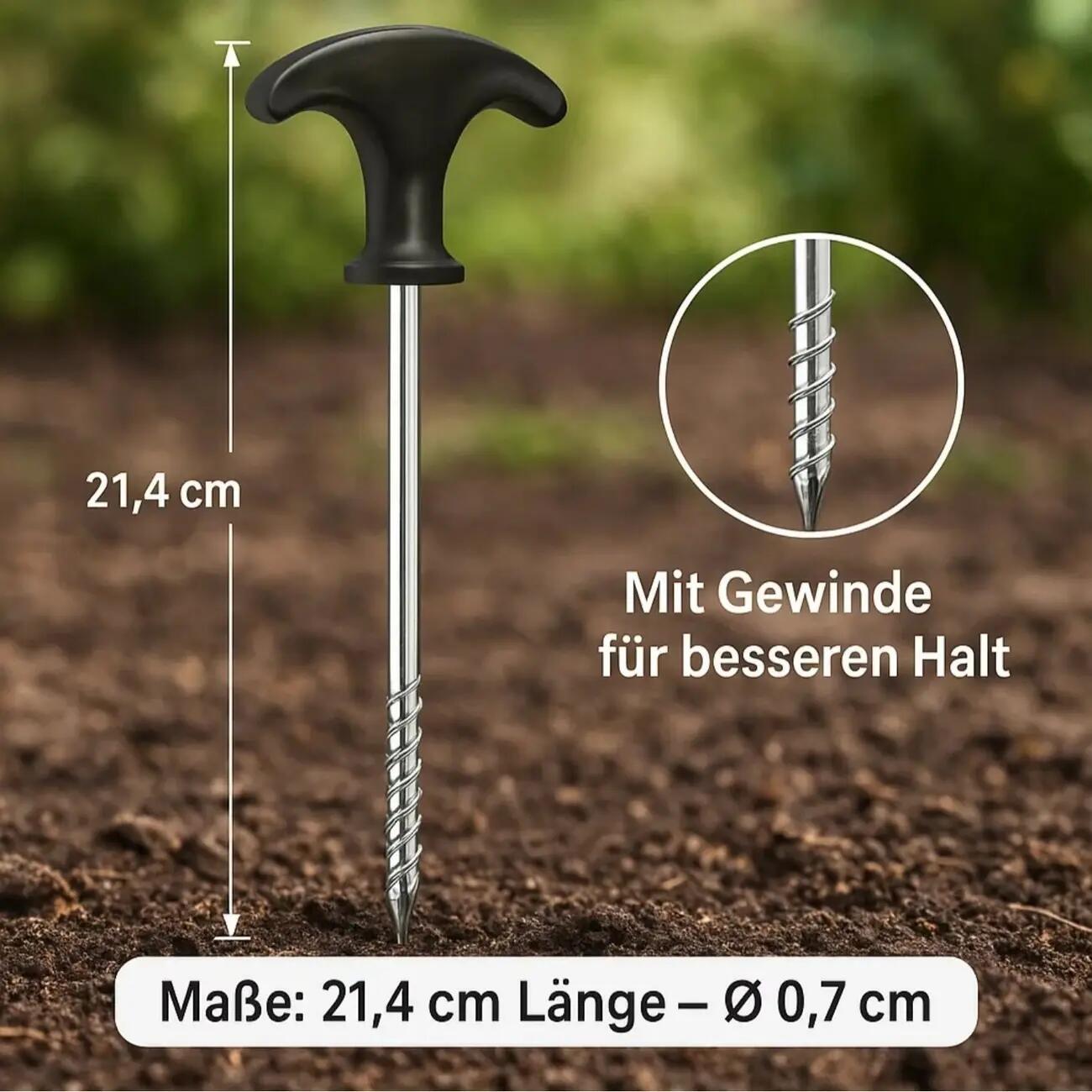 Schraub Heringe 21 cm 12 Pack Erdnägel Zeltheringe Pflog 3/6