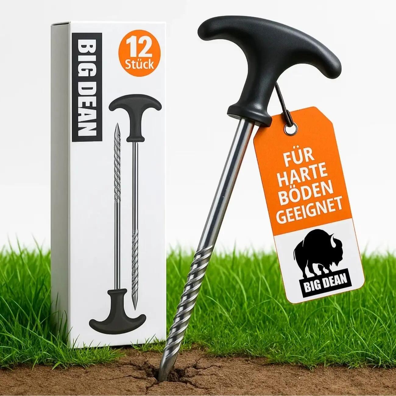 Schraub Heringe 21 cm 12 Pack Erdnägel Zeltheringe Pflog 2/6