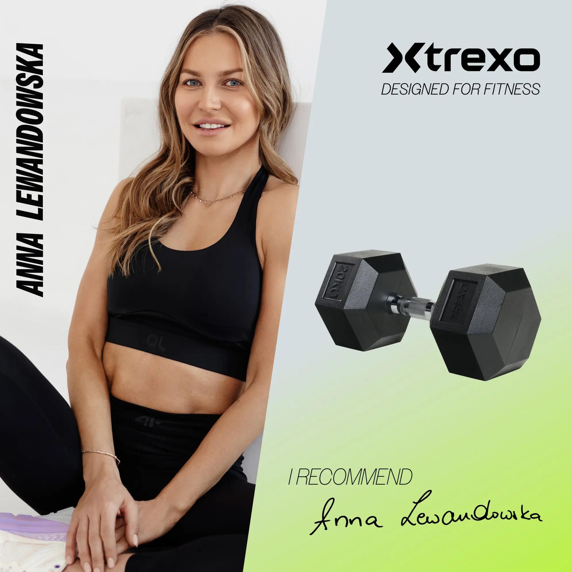 Hantel ogumowany XTREXO Hex 20 kg 2/7