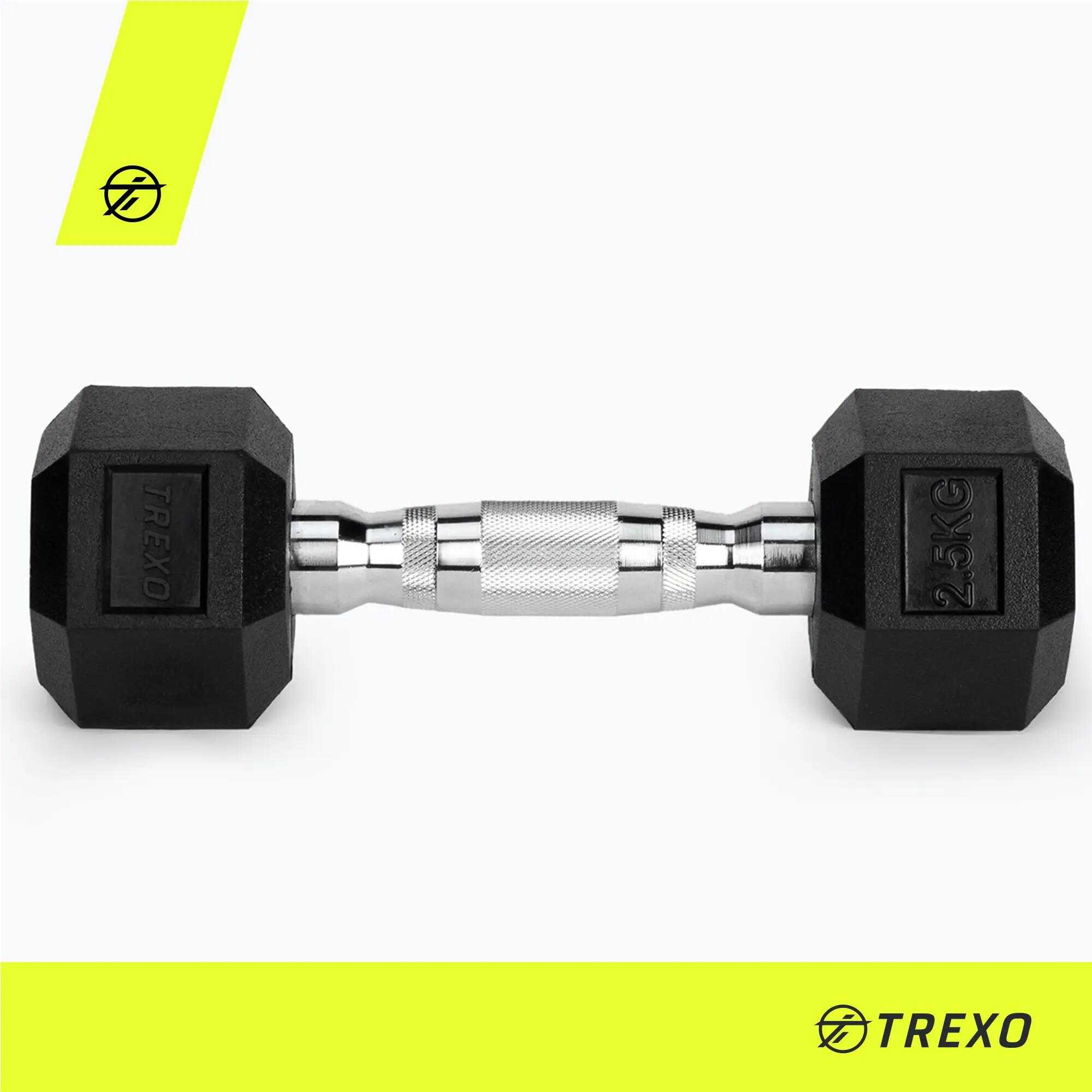 Pogumovaná jednoruční činka Hex TREXO 2,5 kg 4/7