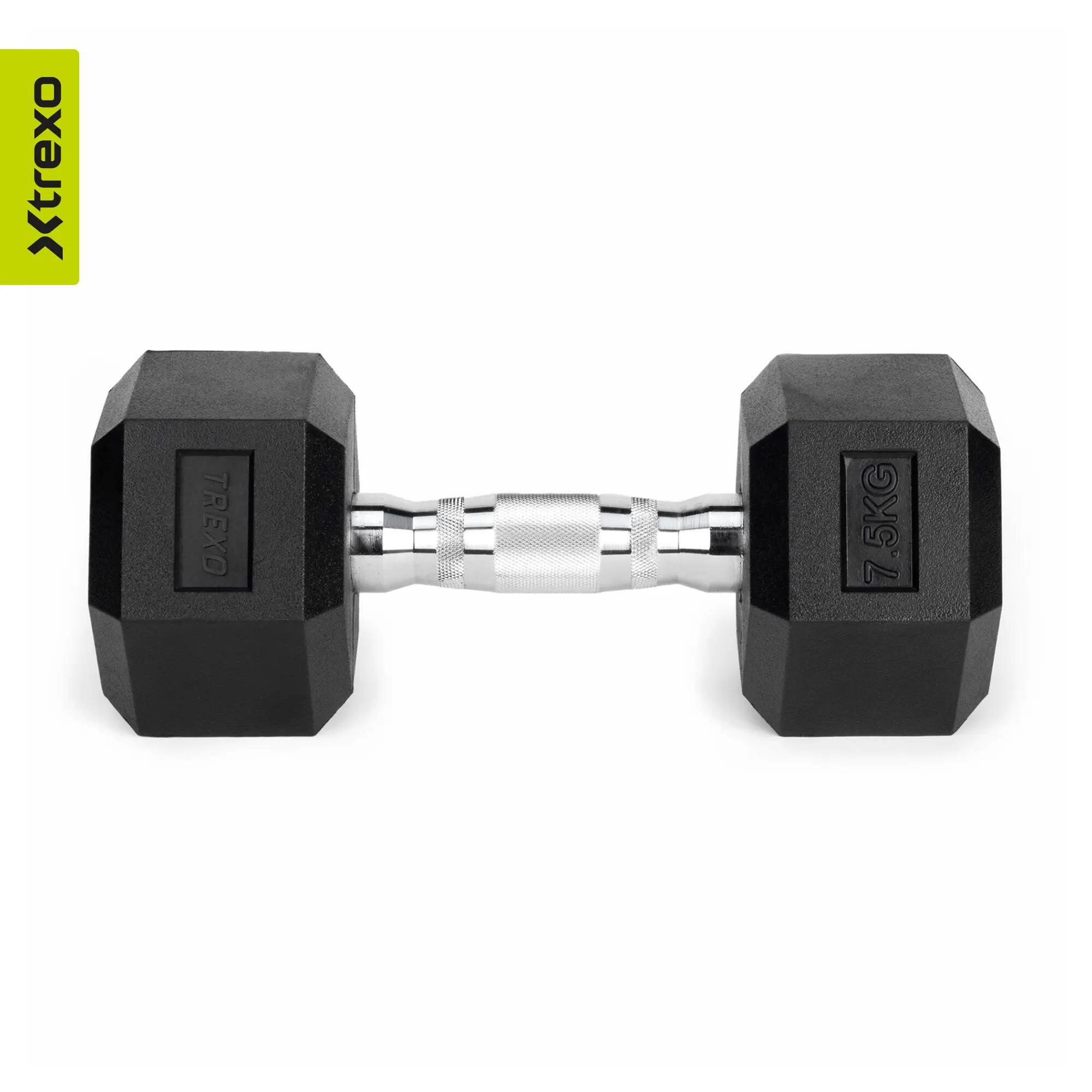 Haltère caoutchouté XTREXO Hex 15 kg 3/7