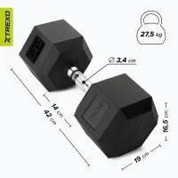 Šestihranná pogumovaná činka HEX XTREXO 27,5 kg 6/7