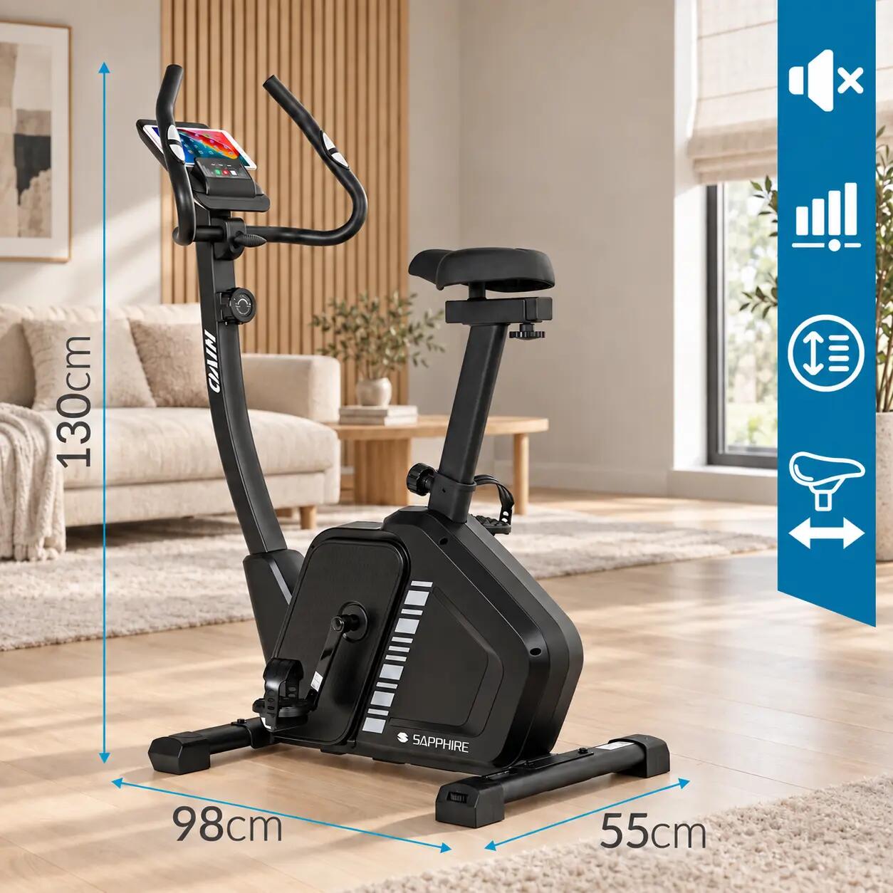 Rower stacjonarny magnetyczny Sapphire SG-850B Nivo koło 10kg app Zwift Kinomap 4/14