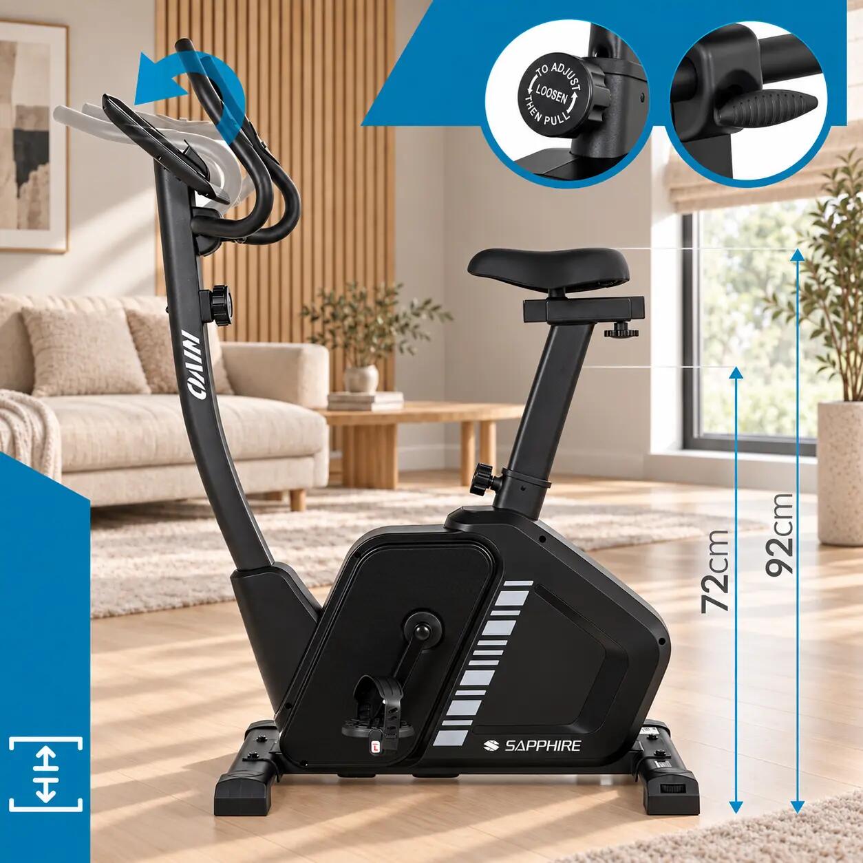 Rower stacjonarny magnetyczny Sapphire SG-850B Nivo koło 10kg app Zwift Kinomap 2/14